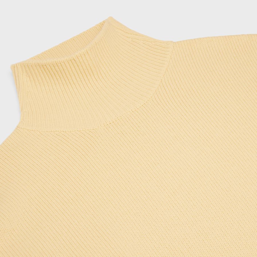 Celine o1loc1c1124 High Neck Sweater in Pale Yellow Size L / US 10 / IT 46 - 4 Thumbnail