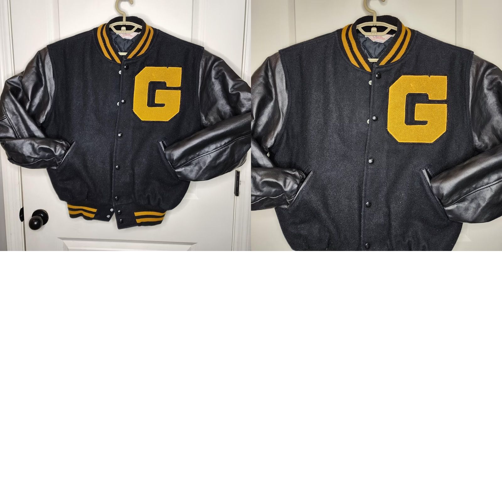 Salem Sportswear Gem Sportswear Jacket Mens XL Black Varsity Leather Sleeves Lined Gold G Patch Limited Detail Size US XL / EU 56 / 4 - 10 Thumbnail