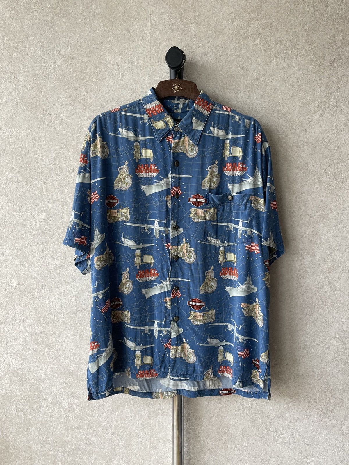 Harley Davidson 90s Harley Davidson Moto Tori Richard Hawaiian Shirt USA Size US L / EU 52-54 / 3 - 4 Thumbnail