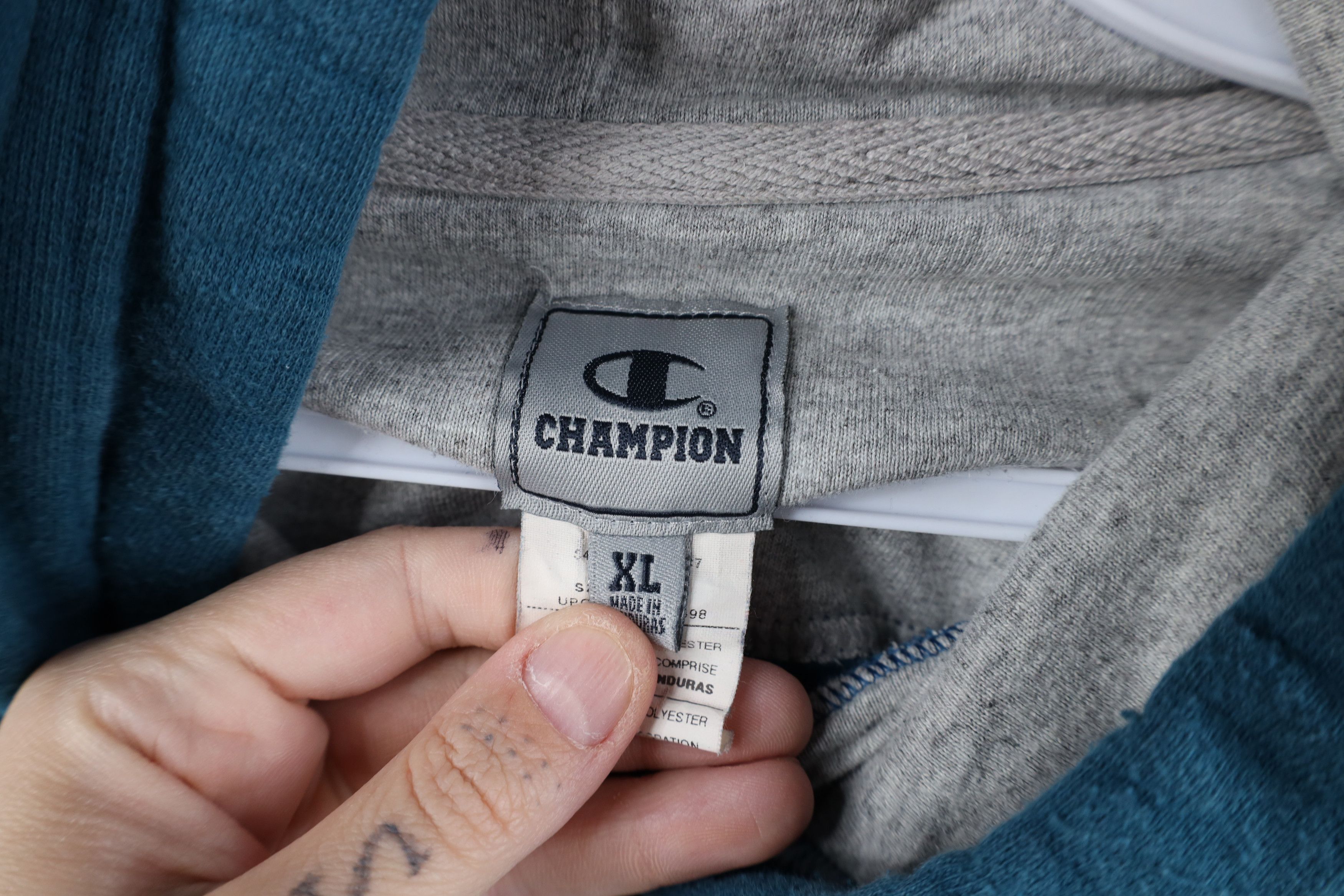 Champion Vintage Champion Classic Logo Hoodie Sweatshirt Teal Blue Size US XL / EU 56 / 4 - 12 Thumbnail
