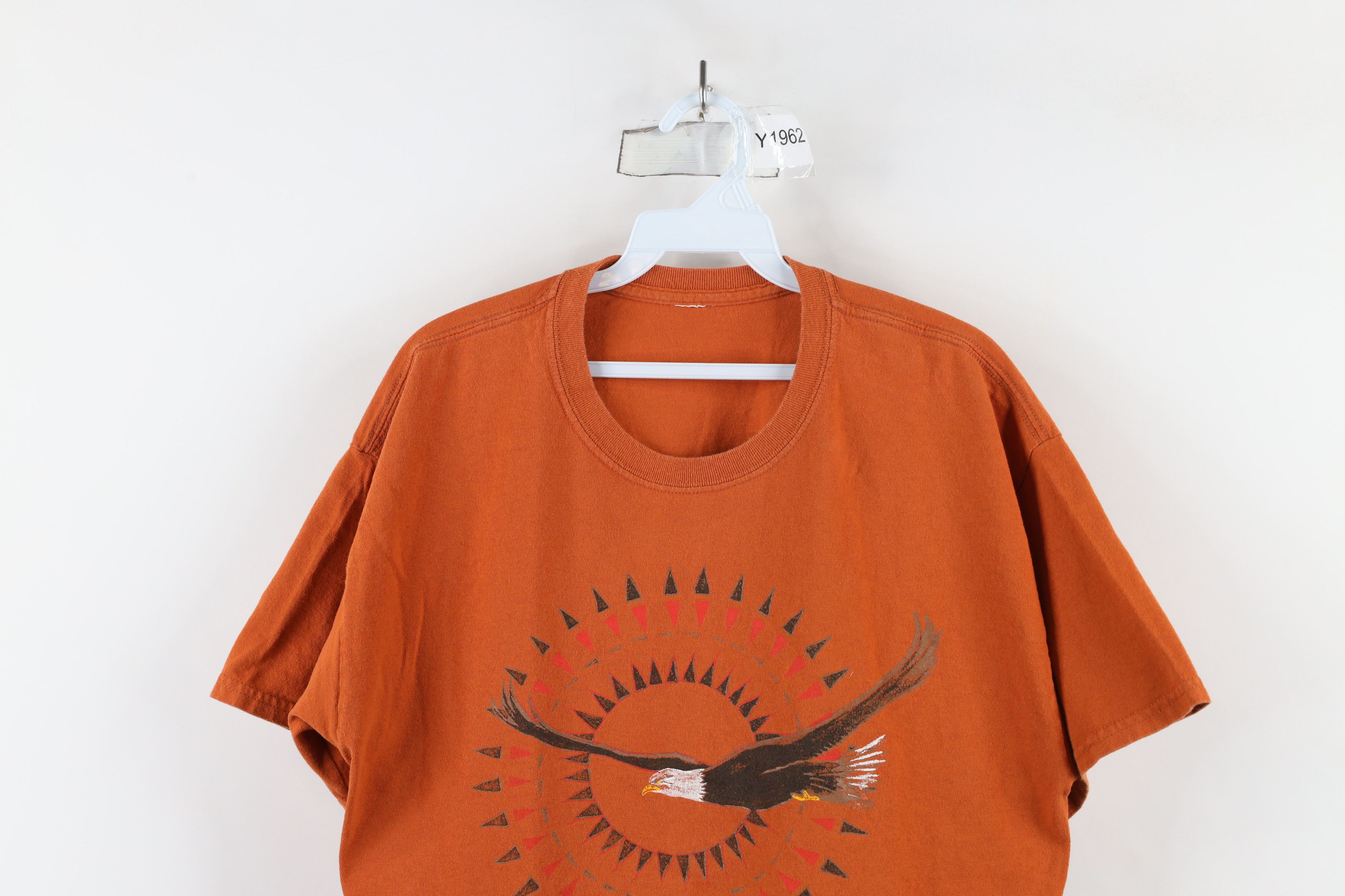 Vintage Vintage 90s Streetwear Sun Eagle Nature T-Shirt Orange Size US L / EU 52-54 / 3 - 2 Thumbnail