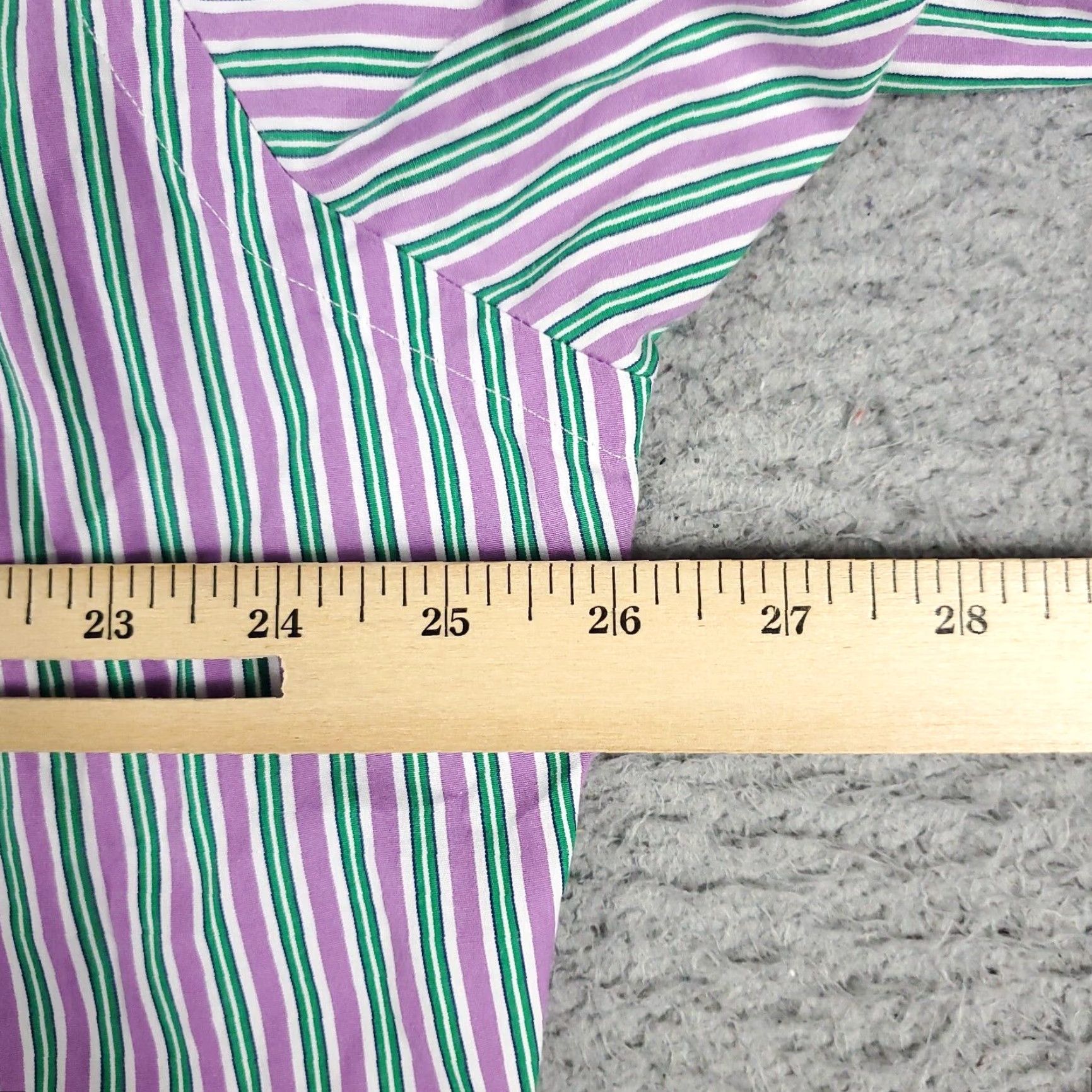 Ralph Lauren Ralph Lauren Dress Shirt Men 17.5 Purple Green Striped Long Sleeve Button Up Regular Fit Size 46R - 5 Thumbnail