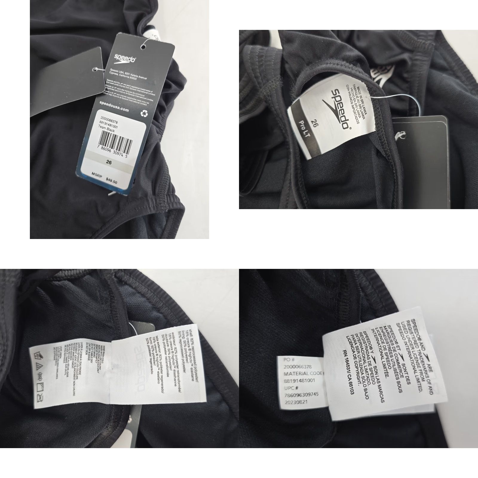 Speedo NWT Speedo Womens Swimsuit One Piece Prolt Super Pro Solid Adult - Black - Sz 26 Size ONE SIZE - 8 Thumbnail