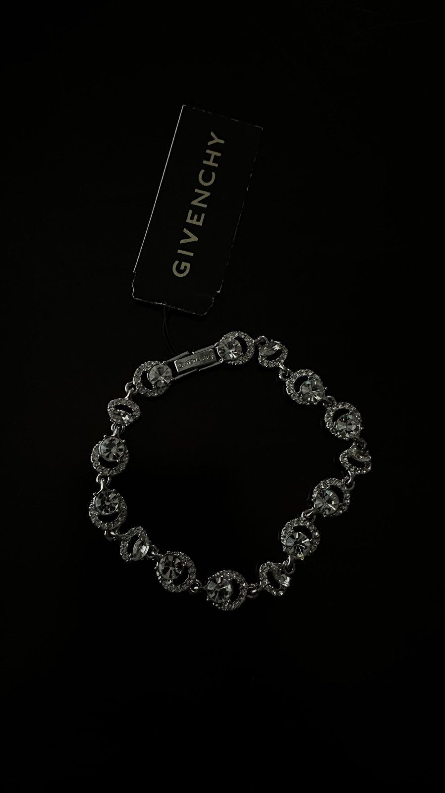 image of Givenchy Silver Halo Eye Flex Crystal Bracelet, Men's
