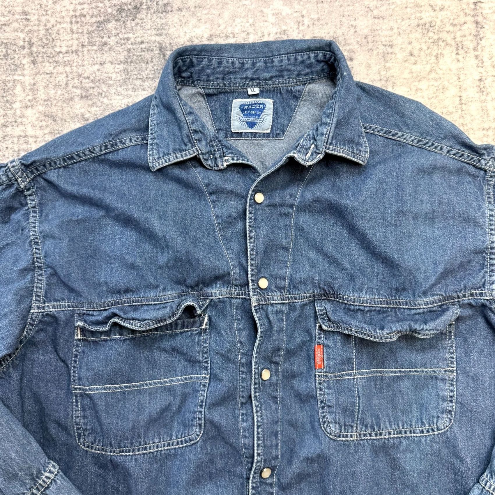 Doublet VINTAGE Trader Jelt Denim Shirt Adult XL Pearl Snap Sanforized Double Pocket Italy Women? Mens, XL Size US XL / EU 56 / 4 - 4 Thumbnail