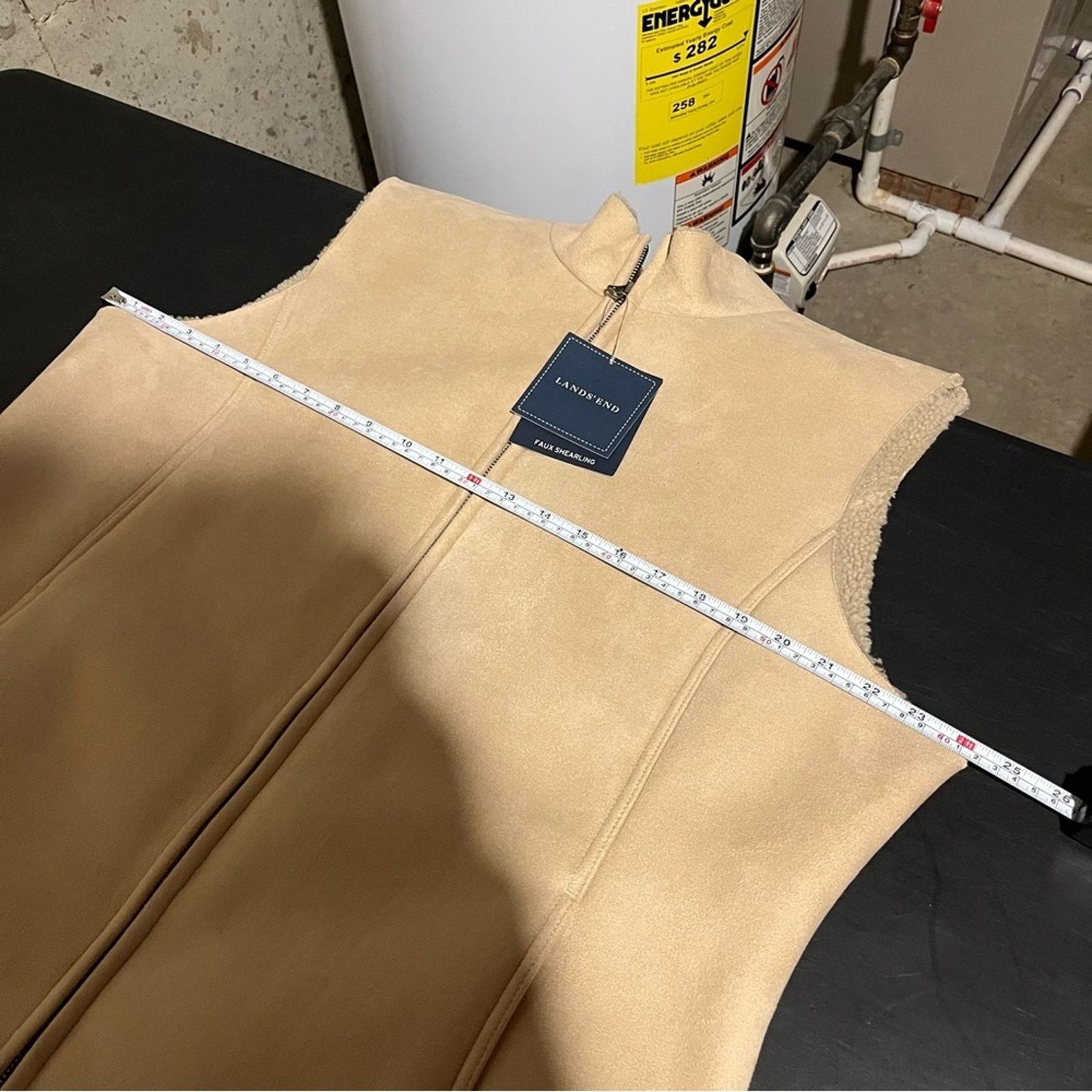 Lands' End LANDS END Faux Suede Leather Vest NWT Camel Tan Sherpa Lined Size XL / US 12-14 / IT 48-50 - 6 Thumbnail