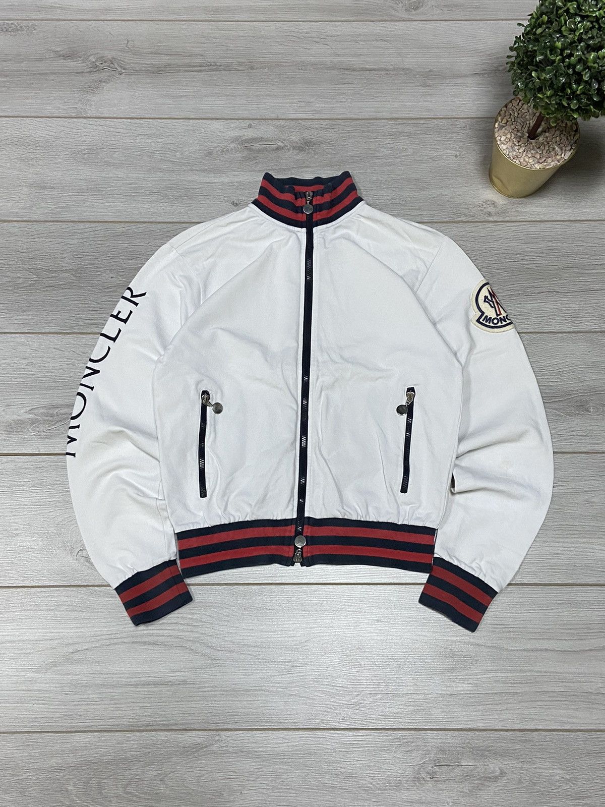 Moncler Moncler big logo stripes embroidered bomber Size US M / EU 48-50 / 2 - 1 Thumbnail