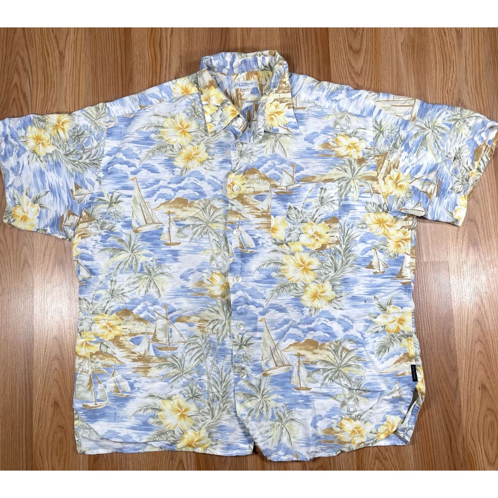 Canon Alex Cannon Shirt Mens XL Extra Large Linen Rayon Hawaiian ButtonUp Short Sleeve Size US XL / EU 56 / 4 - 2 Thumbnail
