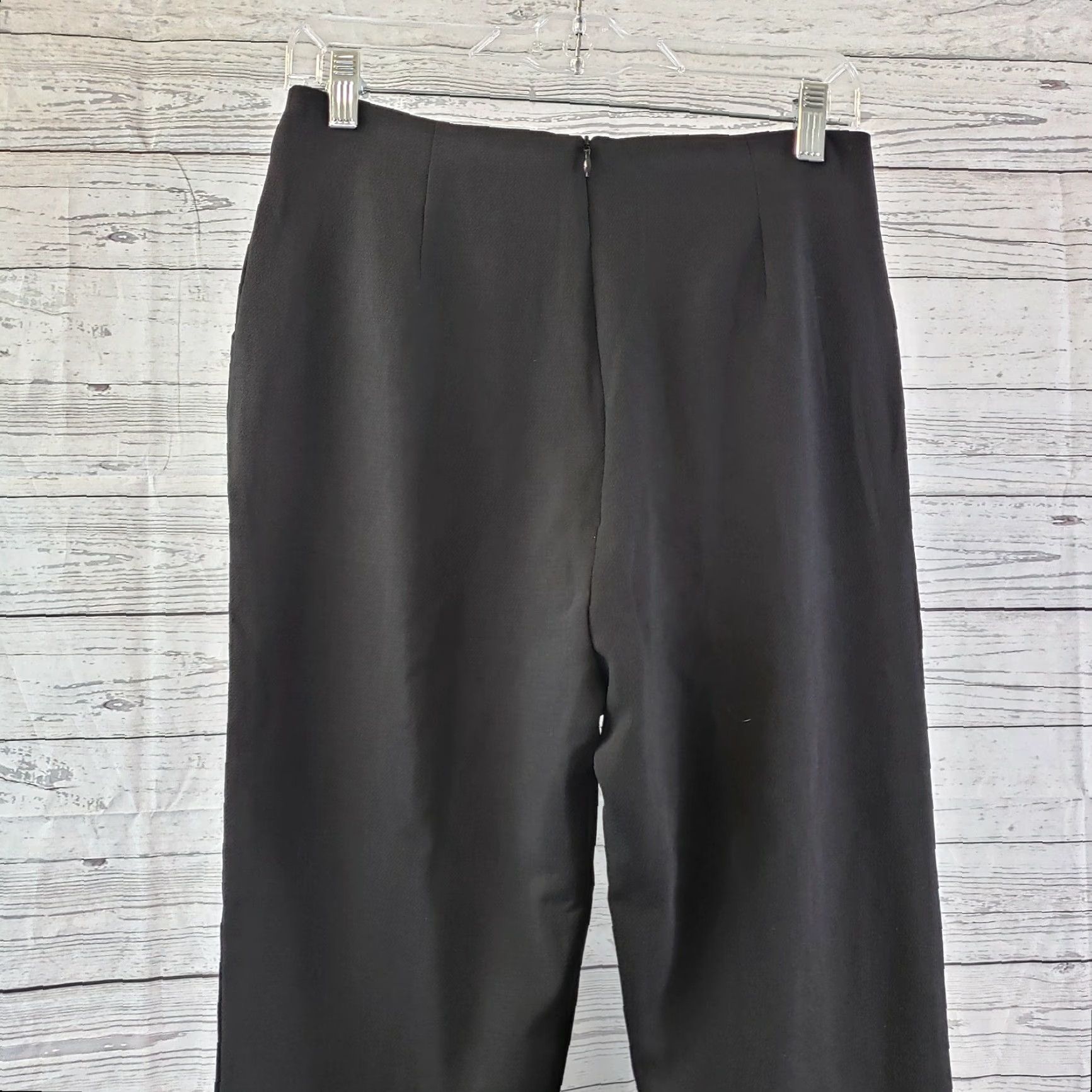 Vintage Ivory & Chain Womens Pants Sz 8 Solid Black High Rise Dress Pants 100% Polyester Regular Rise Flat Front Zipper Waist 14" Inseam 28" Womens Size 30" / US 8 / IT 44 - 6 Thumbnail