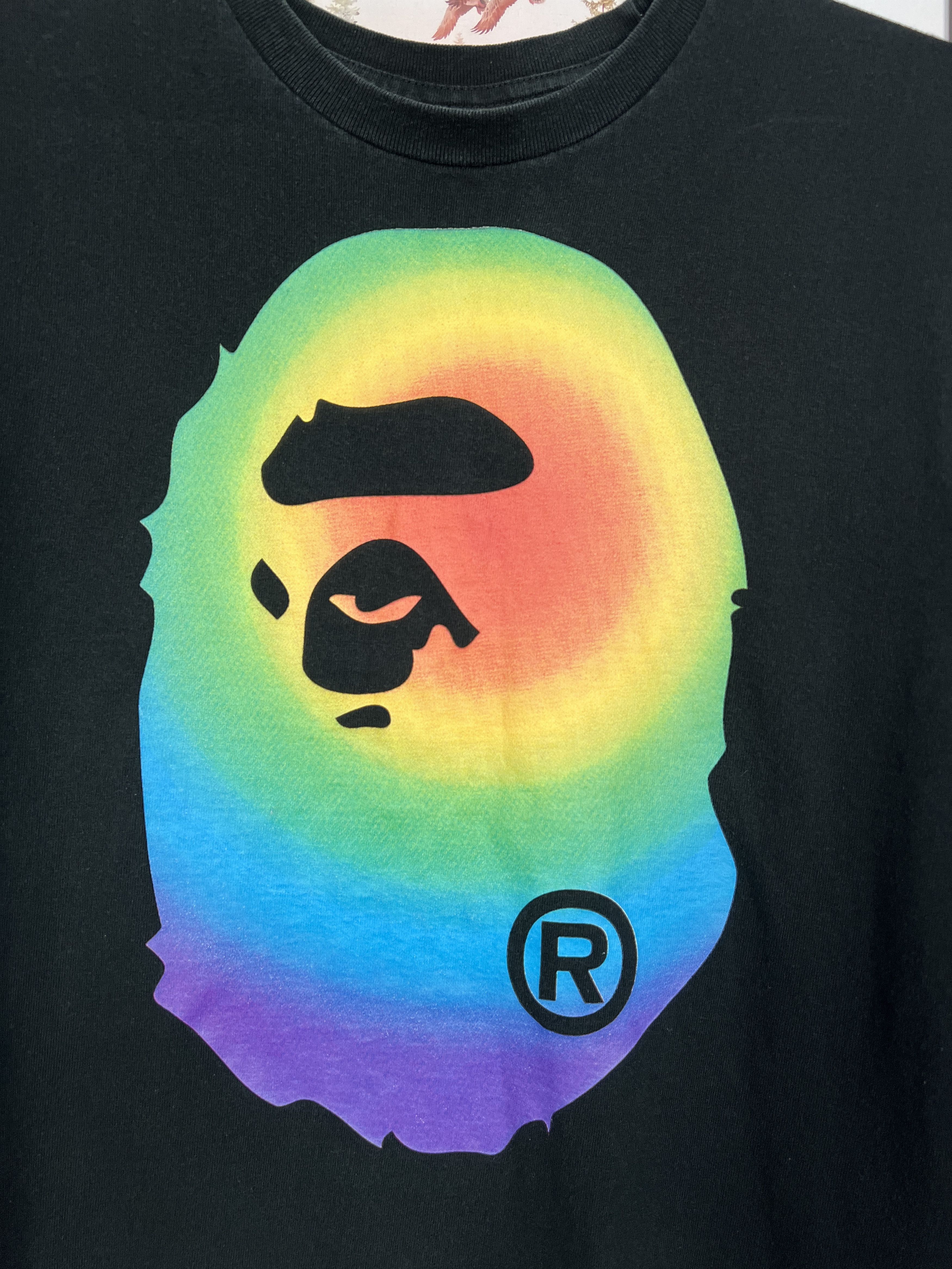 Vintage Bape Rainbow By Bathing Ape Tee Over Print Black Shirt Size US XS / EU 42 / 0 - 3 Thumbnail