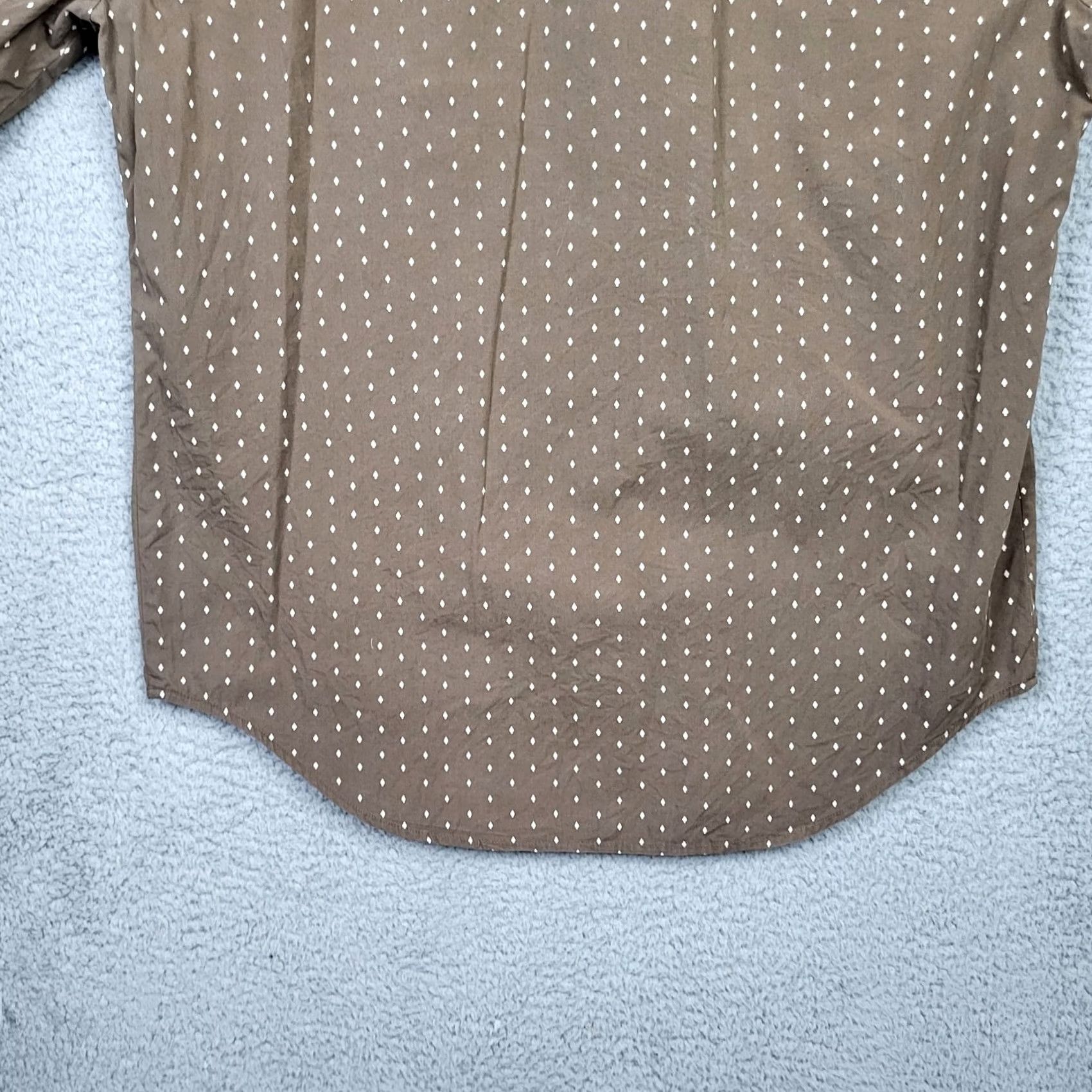 Paul Frank PAUL FRANX Shirt Button-Up Cotton Solid Brown White XL Men Casual Button-Down Short Sleeve Regular Fit Size US XL / EU 56 / 4 - 5 Thumbnail