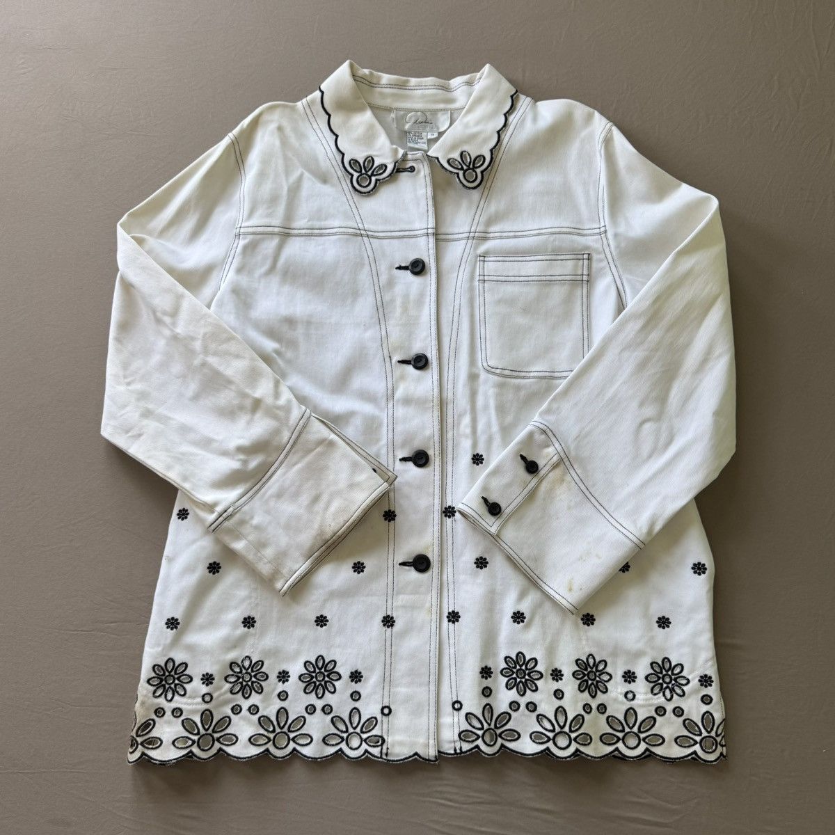 Other Vintage Cotton Embroidered Floral Shirt Jacket Size XL / US 12-14 / IT 48-50 - 1 Thumbnail