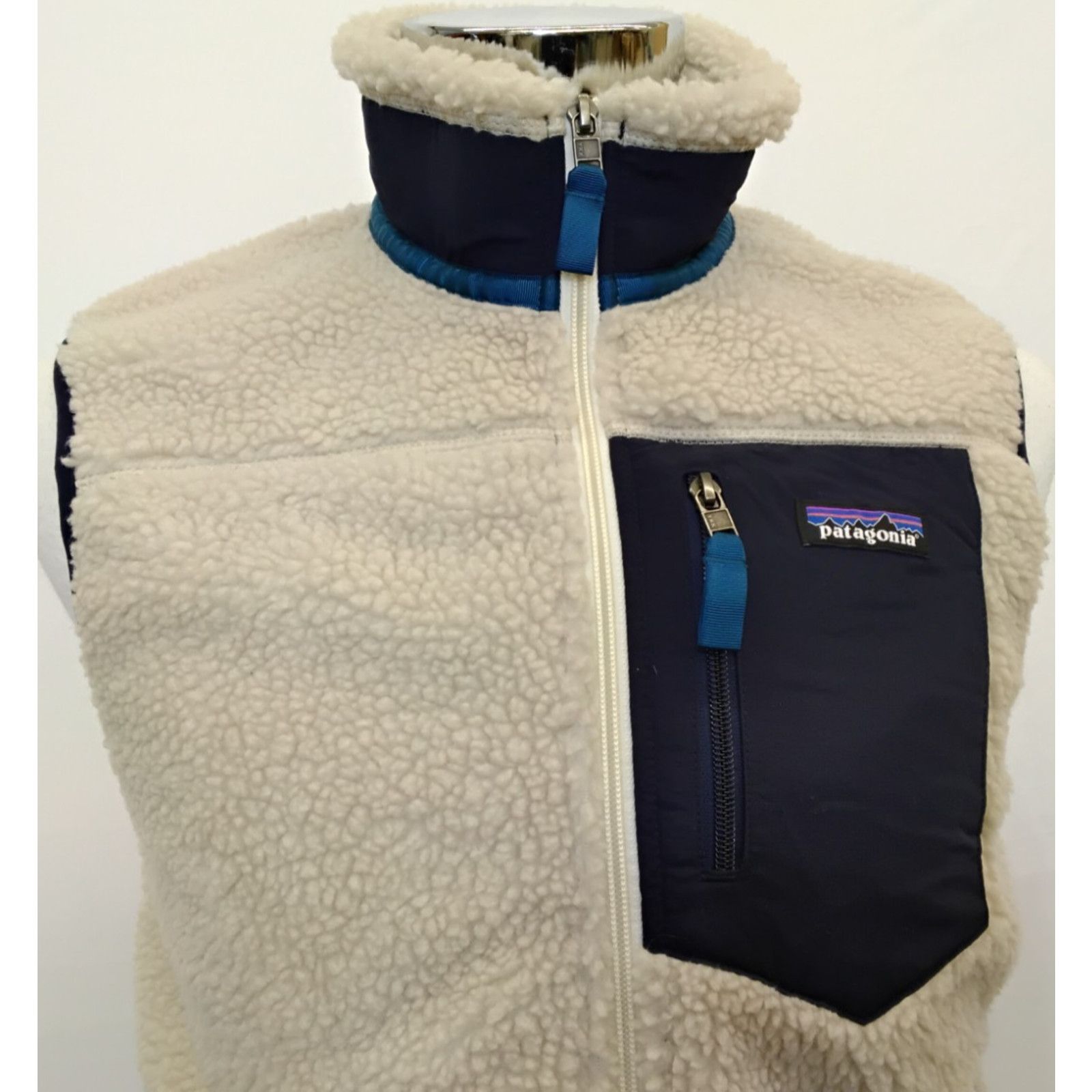 Patagonia Patagonia Deep Pile Vest Men's S Oatmeal/Blue Full Zip Size US S / EU 44-46 / 1 - 5 Thumbnail