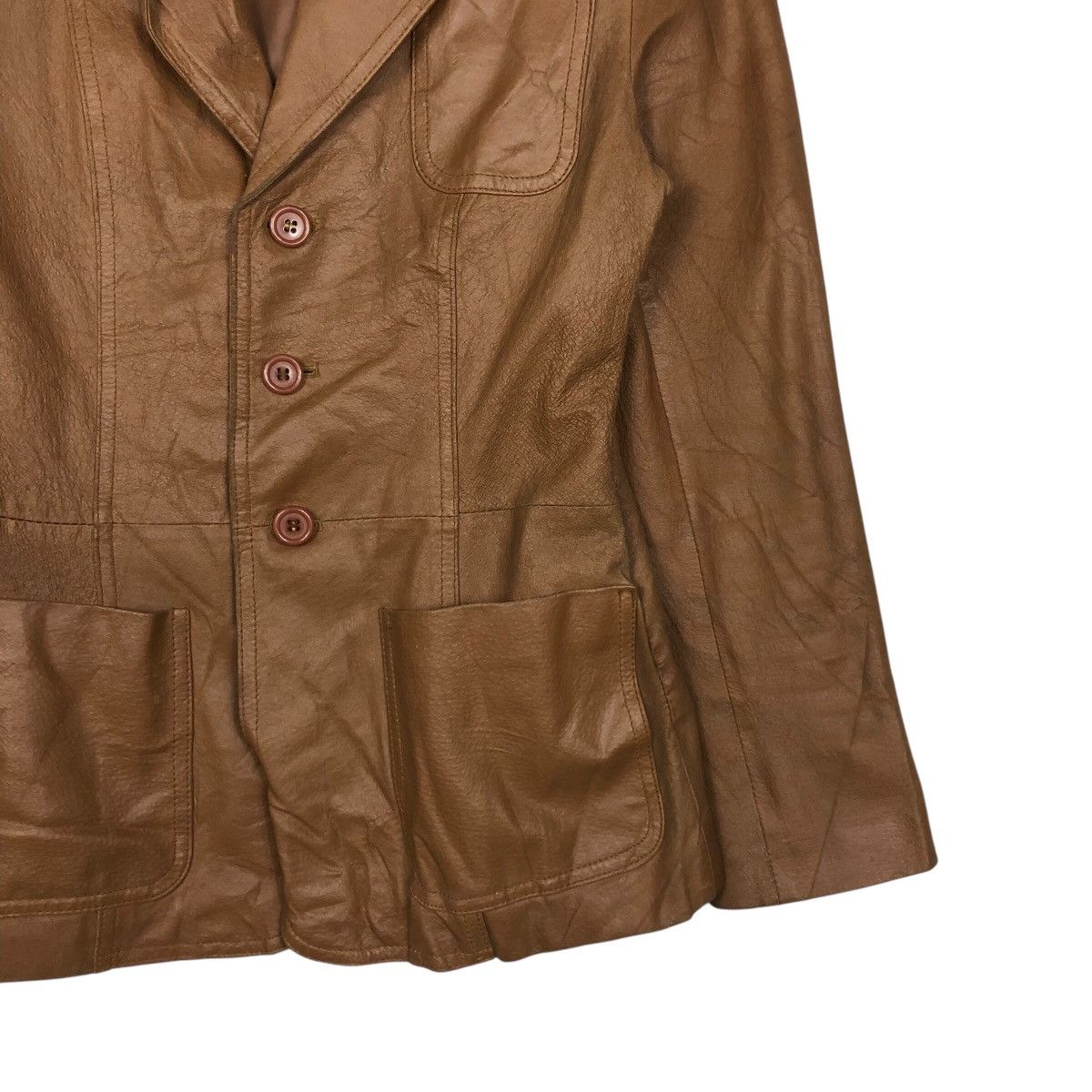 Japanese Brand 📌Vintage Cropped Button Leather Jacket Ined Yohji Yamamoto Size US M / EU 48-50 / 2 - 6 Thumbnail