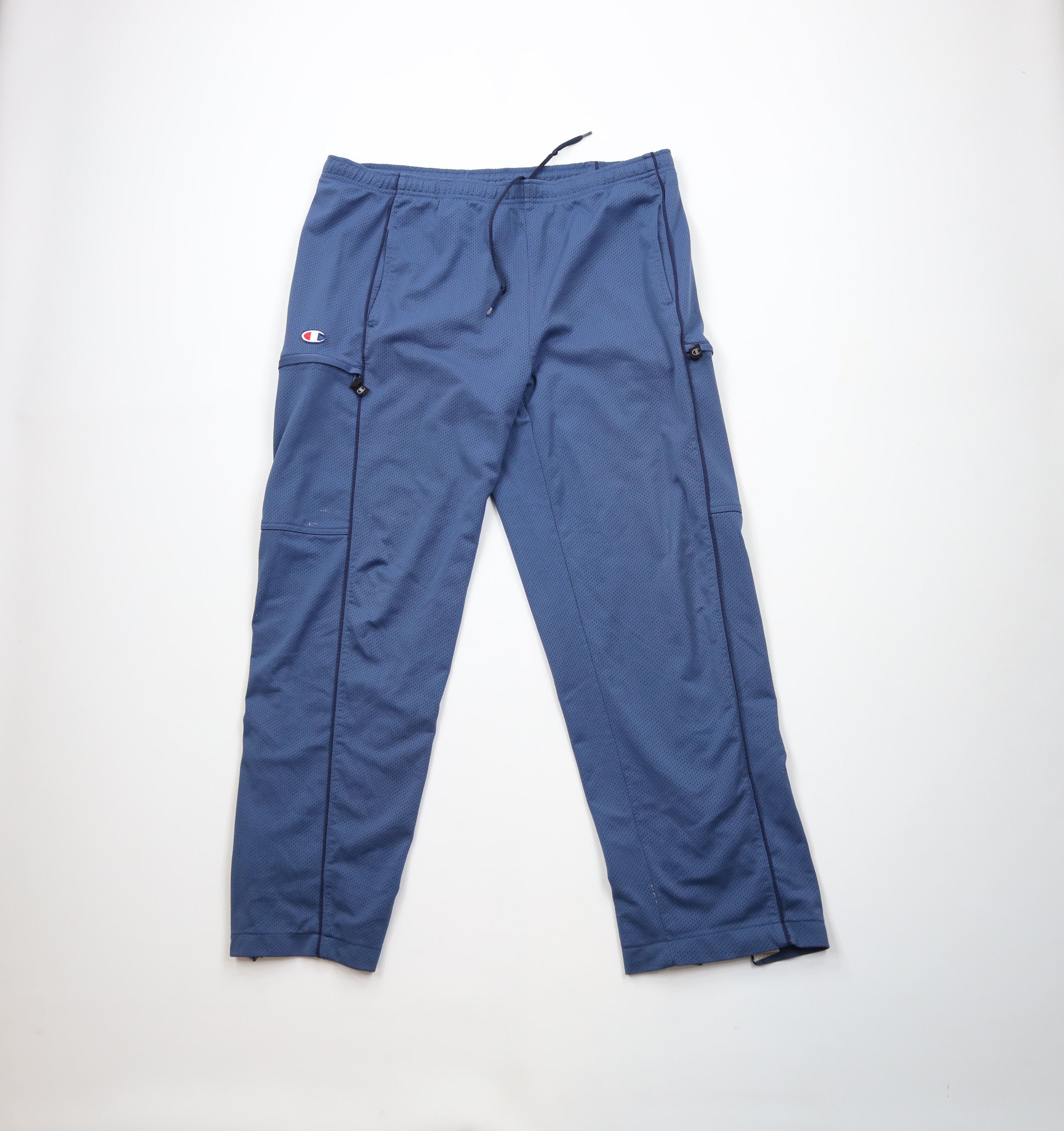 Champion × Vintage Vintage 90s Champion Mesh Wide Leg Cargo Sweatpants Blue Size US 34 / EU 50 - 1 Thumbnail