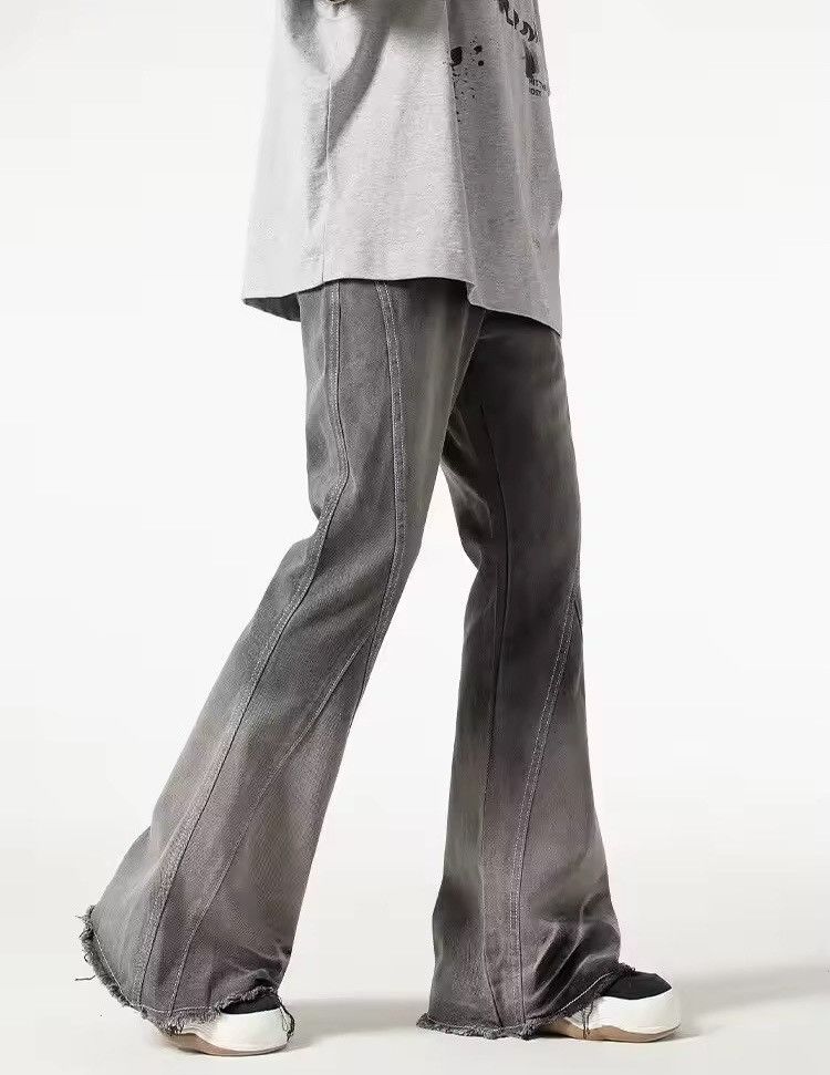 Designer × Japanese Brand Streetwear Grey Baggy Flared Jean Size US 33 - 3 Thumbnail