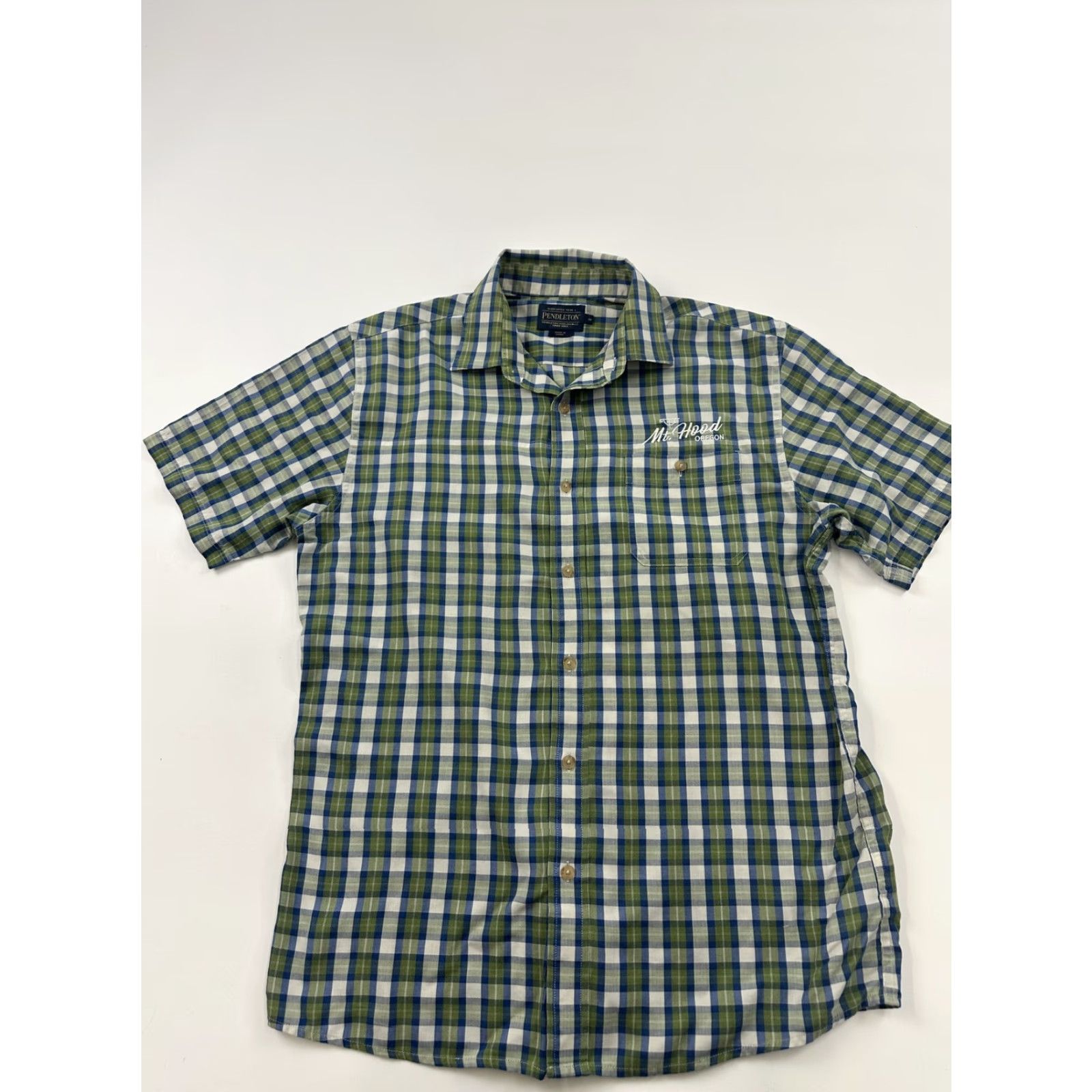 Pendleton Pendleton Shirt Mens Medium Green Blue Plaid Mt Hood Oregon Short Sleeve Outdoor Shirt Size US M / EU 48-50 / 2 - 2 Thumbnail