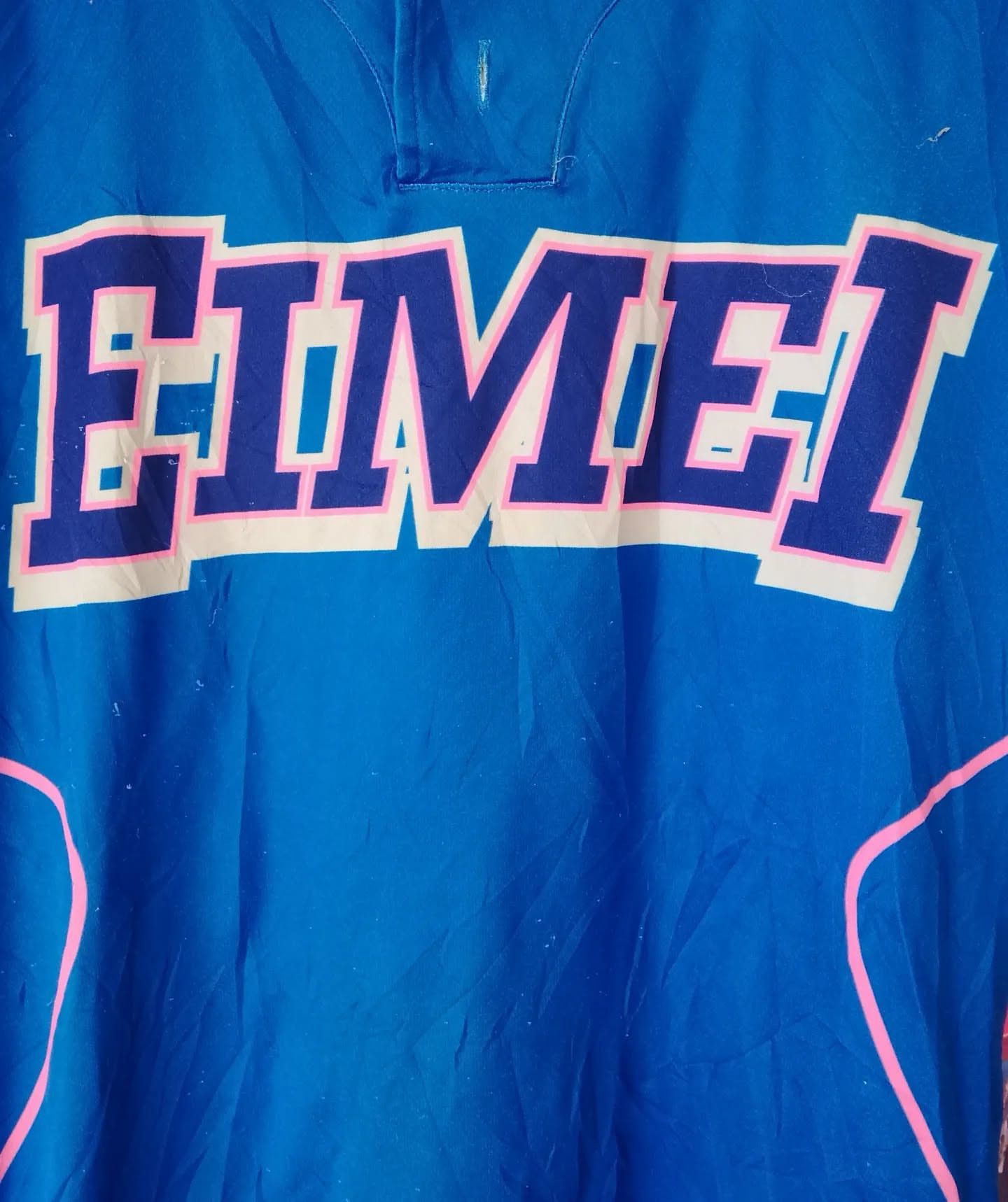 Japanese Brand Rawlings Japan Baseball Jersey “EIMEI” Hasegawa XO Blue Pink Size US XL / EU 56 / 4 - 2 Thumbnail