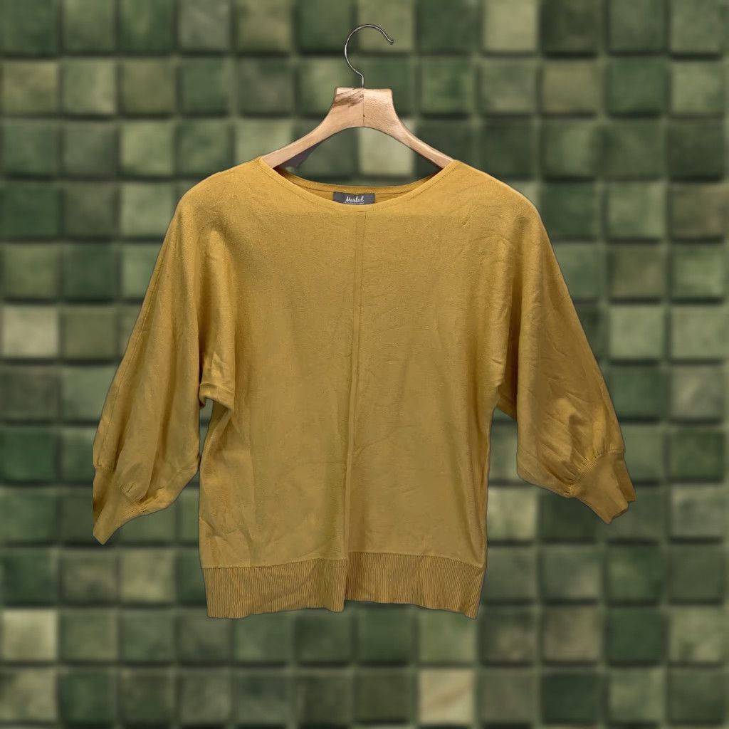 Vintage Marled Reunited Clothing Women’s M 3/4 Sleeve Knit Gold Sweater Pullover NWT- 3667 Size M / US 6-8 / IT 42-44 - 1 Thumbnail