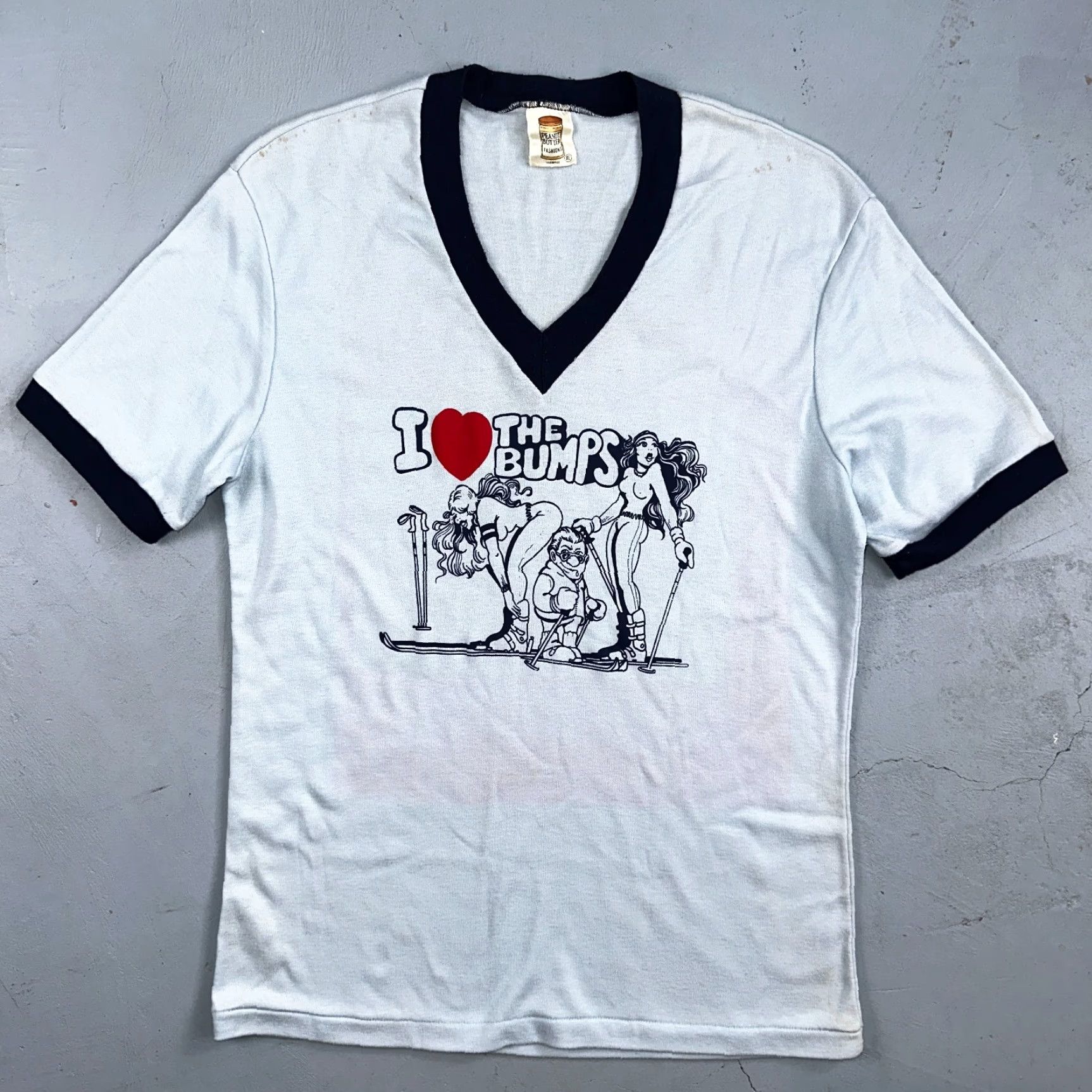 Peanuts Peanut Butter Fashions T-Shirt XL Navy Blue I Love The Bumps Vintage 1970s 80s 90s Men Shirt, Short Sleeve, Crew Neck, Graphic Print, Logo Size US XL / EU 56 / 4 - 2 Thumbnail
