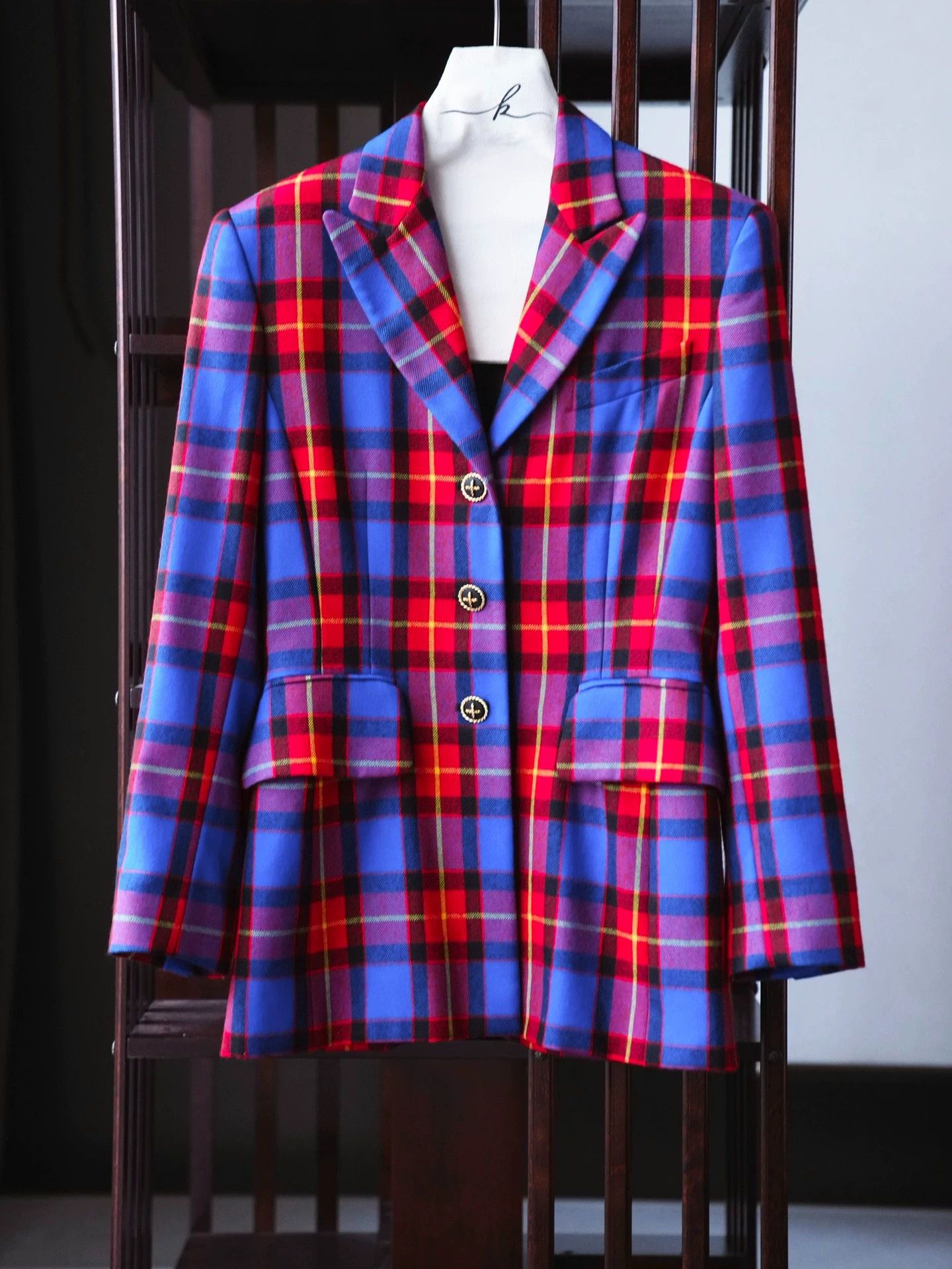 Escada Escada Vintage Royal Check Fine Wool Blazer (Men's) Size XS / US 0-2 / IT 36-38 - 2 Thumbnail