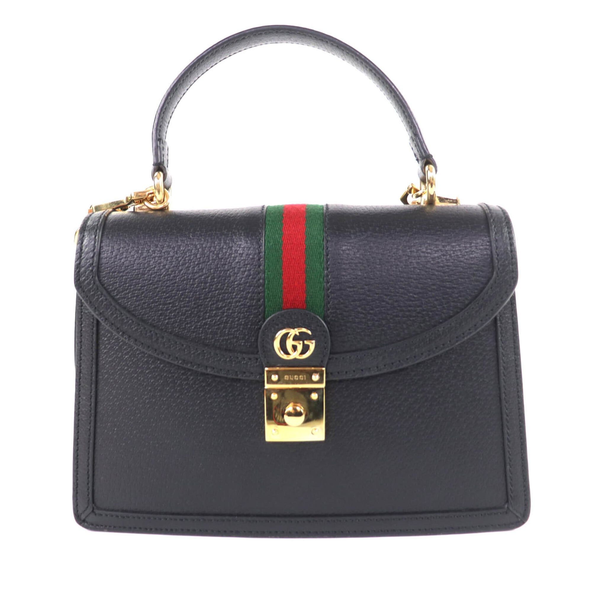 Gucci GUCCI 651055 Ophidia Medium Top Handle Bag, Leather, 2-Way Shoulder Black with Gold Hardware, Comes Dust Made in Italy, Women's. Size ONE SIZE - 1 Thumbnail