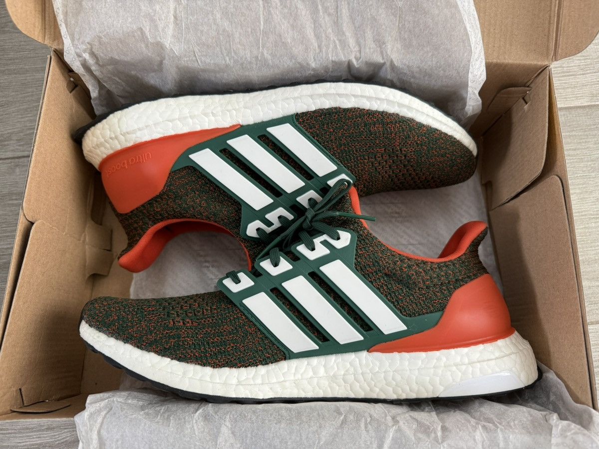 Adidas ADIDAS UltraBoost 4.0 Miami Hurricanes Green White Orange 12 Size US 12 / EU 45 - 3 Thumbnail