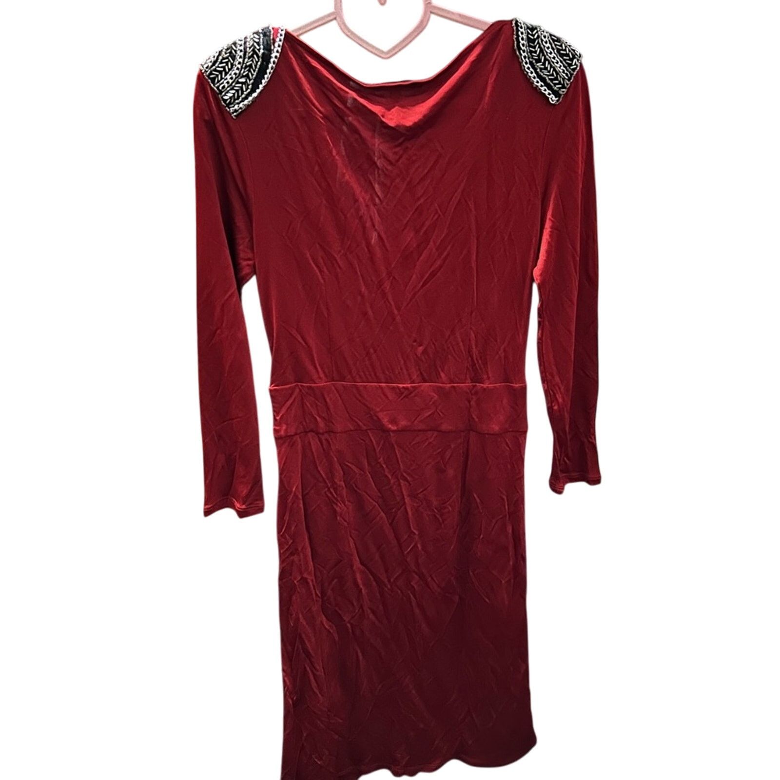 Vivienne Tam RARE! Vivienne Tam Red Faux Wrap Dress Chains Dark Fem M Size M / US 6-8 / IT 42-44 - 9 Thumbnail