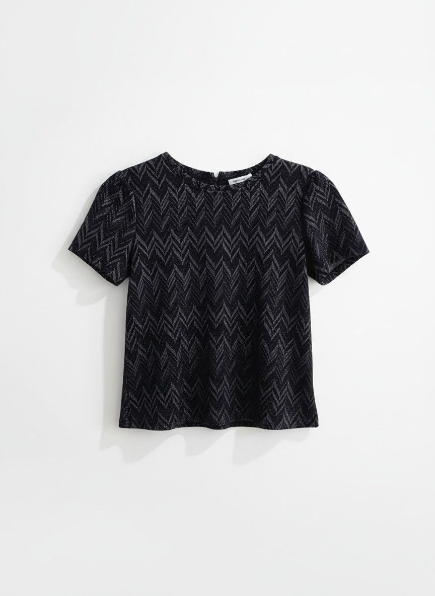 Marcs MARCS Women's Dark Chevron Pattern Short Sleeve Top Size S Size S / US 4 / IT 40 - 1 Thumbnail