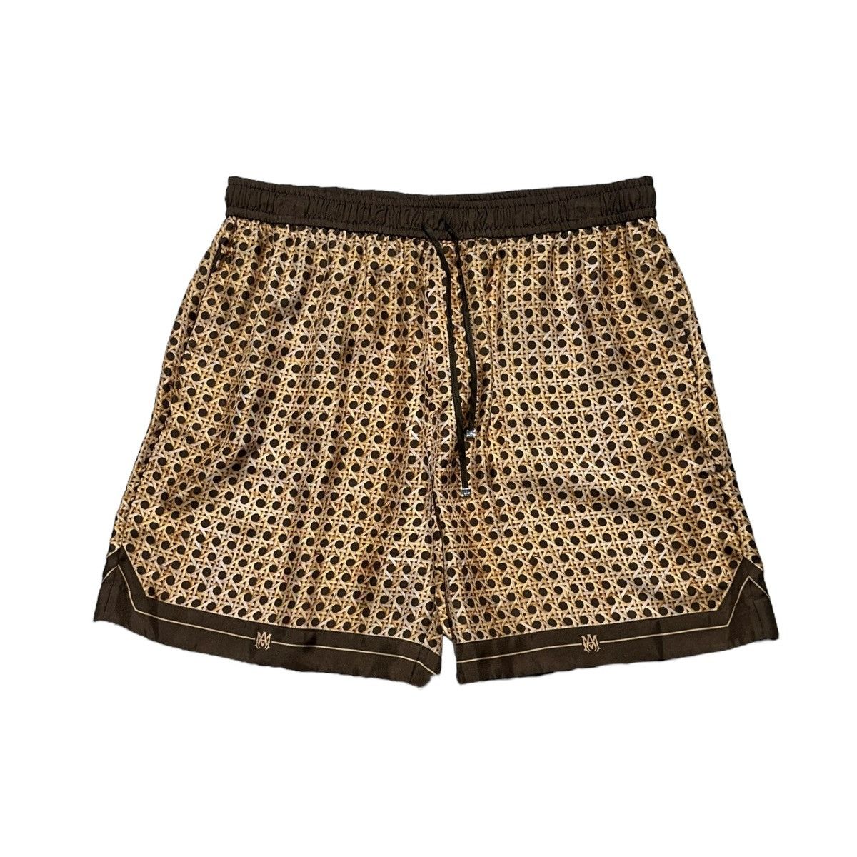 image of Amiri Weave Patterned Silk Shorts in Brown, Men's (Size 36)