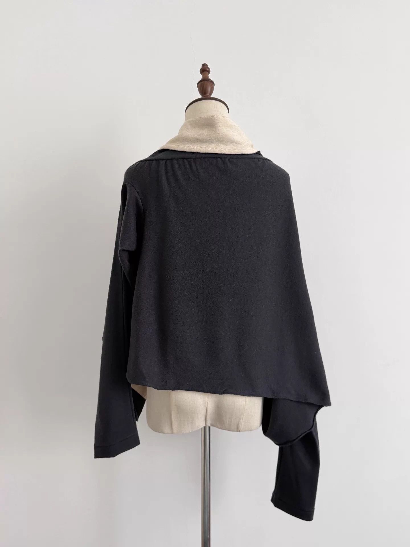Y's Y's Asymmetric 2-Way Wool Coats Dark Gray Size ONE SIZE - 6 Thumbnail