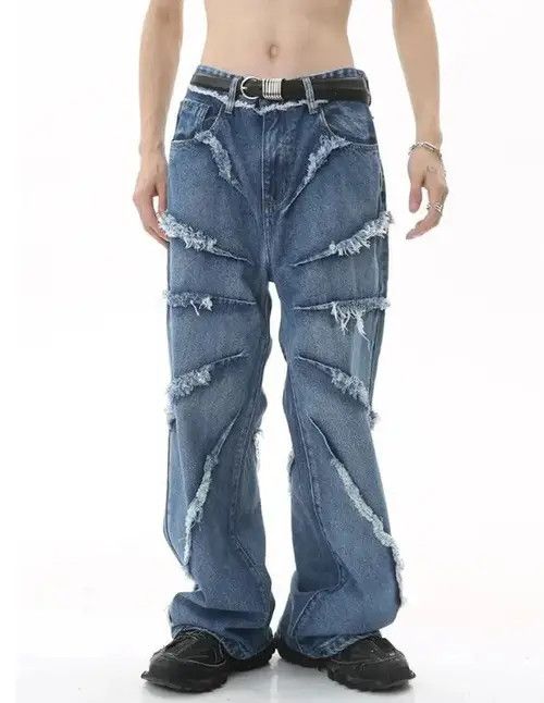 Japanese Brand × Jean Raw edge wide-leg jeans with retro design Size US 32 / EU 48 - 1 Thumbnail