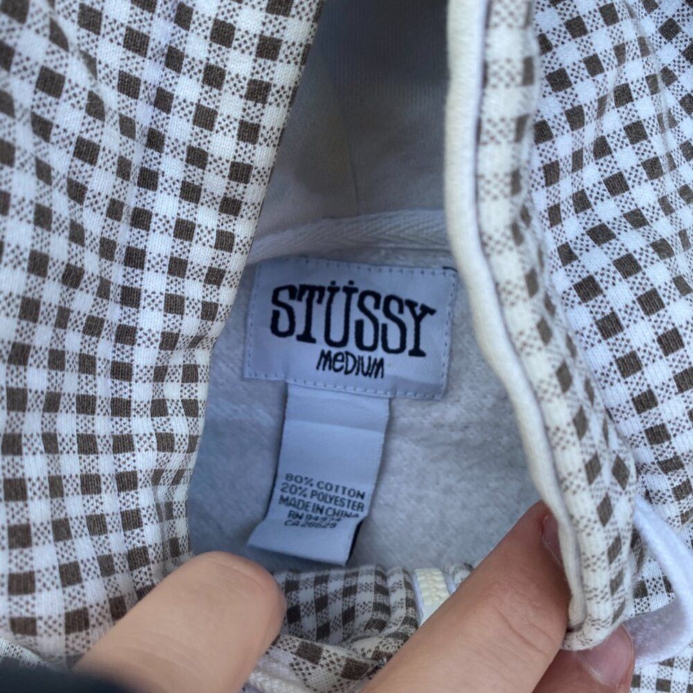 Stussy × Vintage Vintage Stussy Plaid Hoodie Sweatshirt Medium Monogram Whit Size US M / EU 48-50 / 2 - 5 Thumbnail