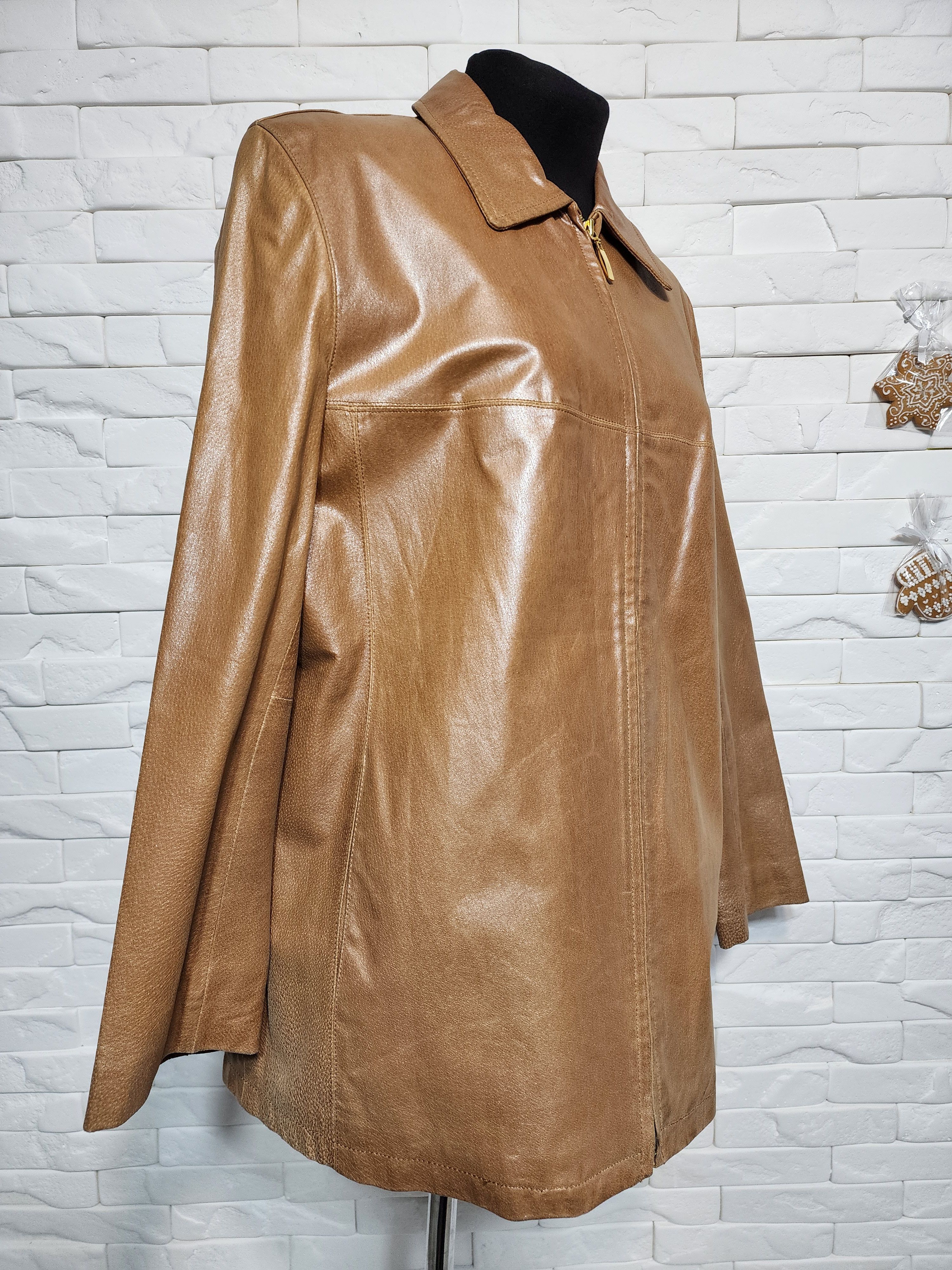Other Brown Leather Jacket: Women's Zip-Up, Medium Softness Size XL / US 12-14 / IT 48-50 - 3 Thumbnail