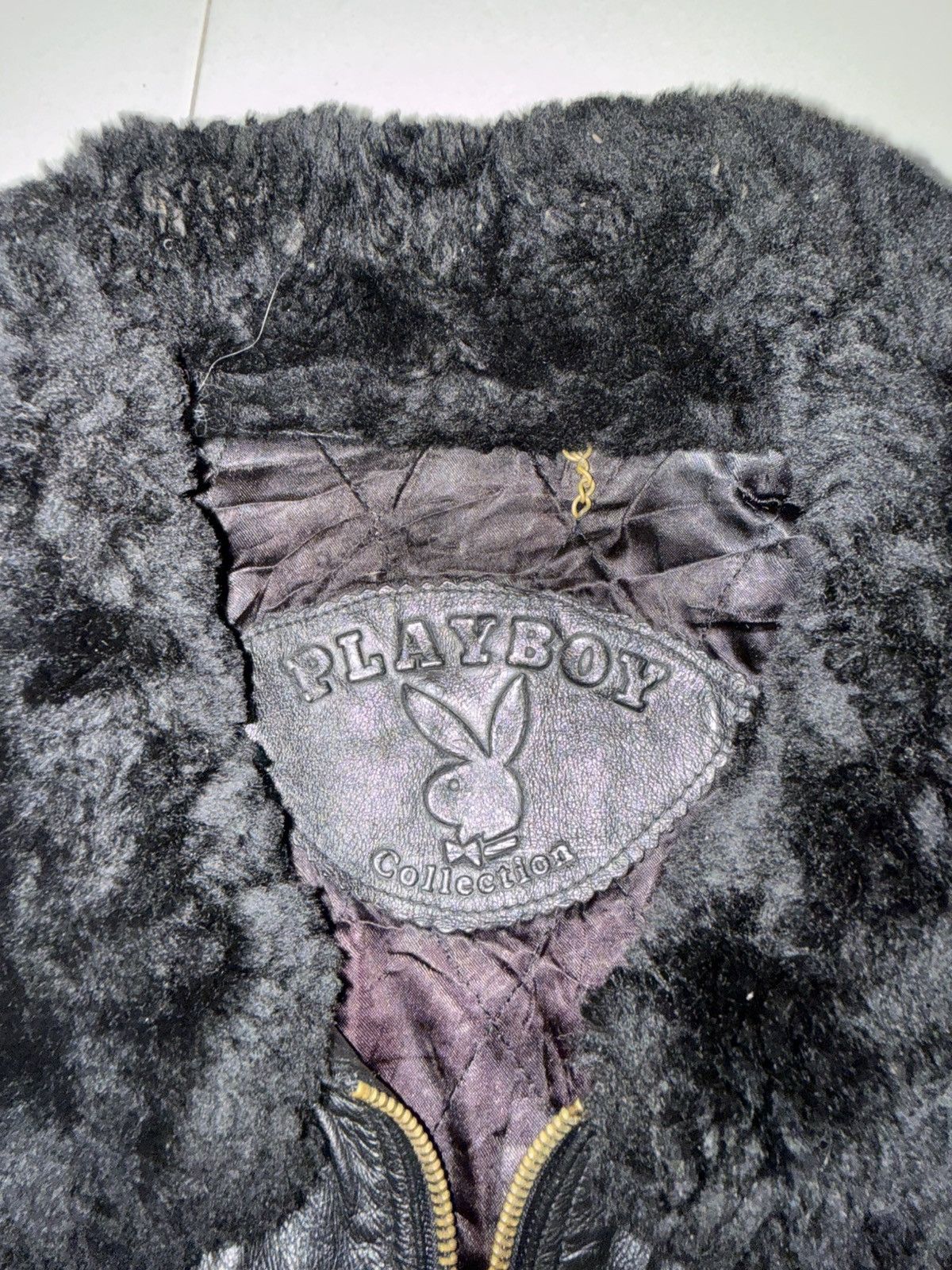 Playboy VTG PLAYBOY Bomber Leather Jacket With Fur Size US L / EU 52-54 / 3 - 9 Thumbnail
