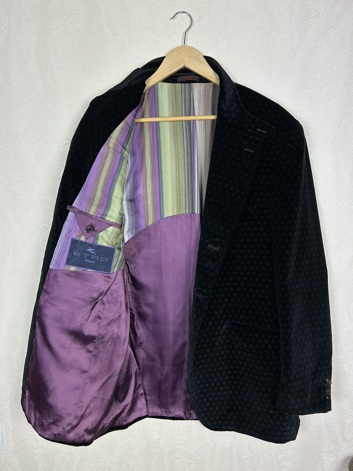 Designer × Etro ETRO Briseide Velour Abstract Pattern Velvet Blazer Luxury Size 40R - 13 Thumbnail