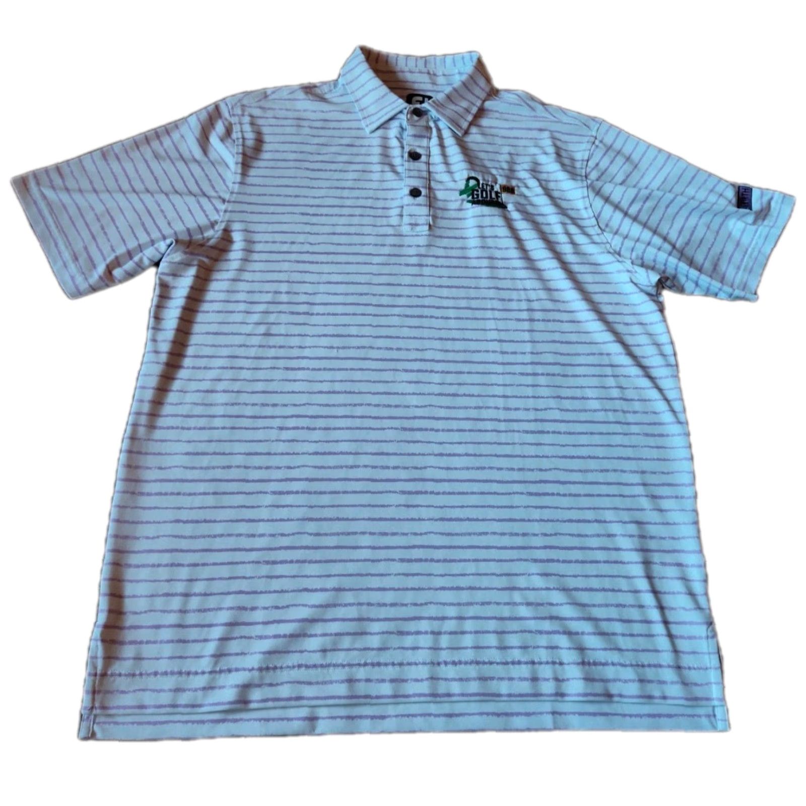 Footjoy FootJoy Shirt Men Large White/Lavender Chalk Line Print Stretch Pique Short Sleeve Colorful Size US L / EU 52-54 / 3 - 2 Thumbnail