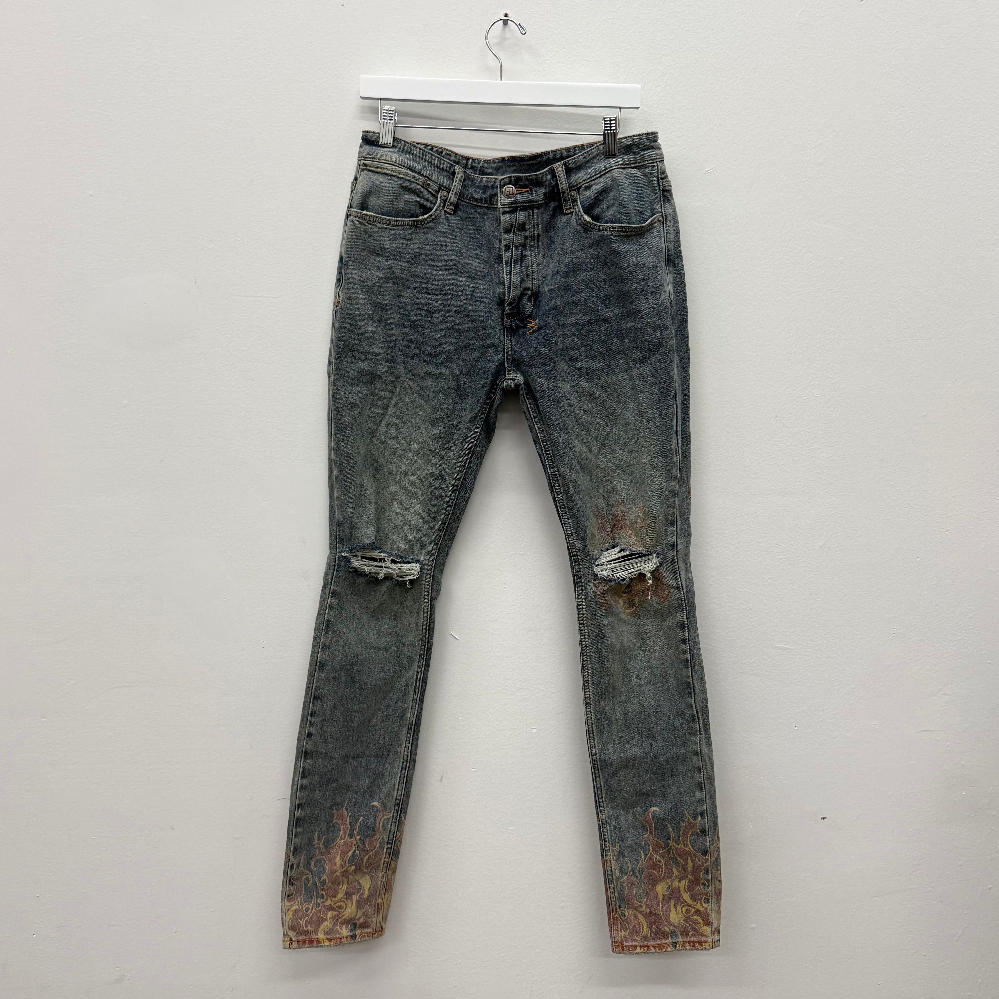 Ksubi Van Winkle Stage Dive Flame Denim Jeans - Size 33