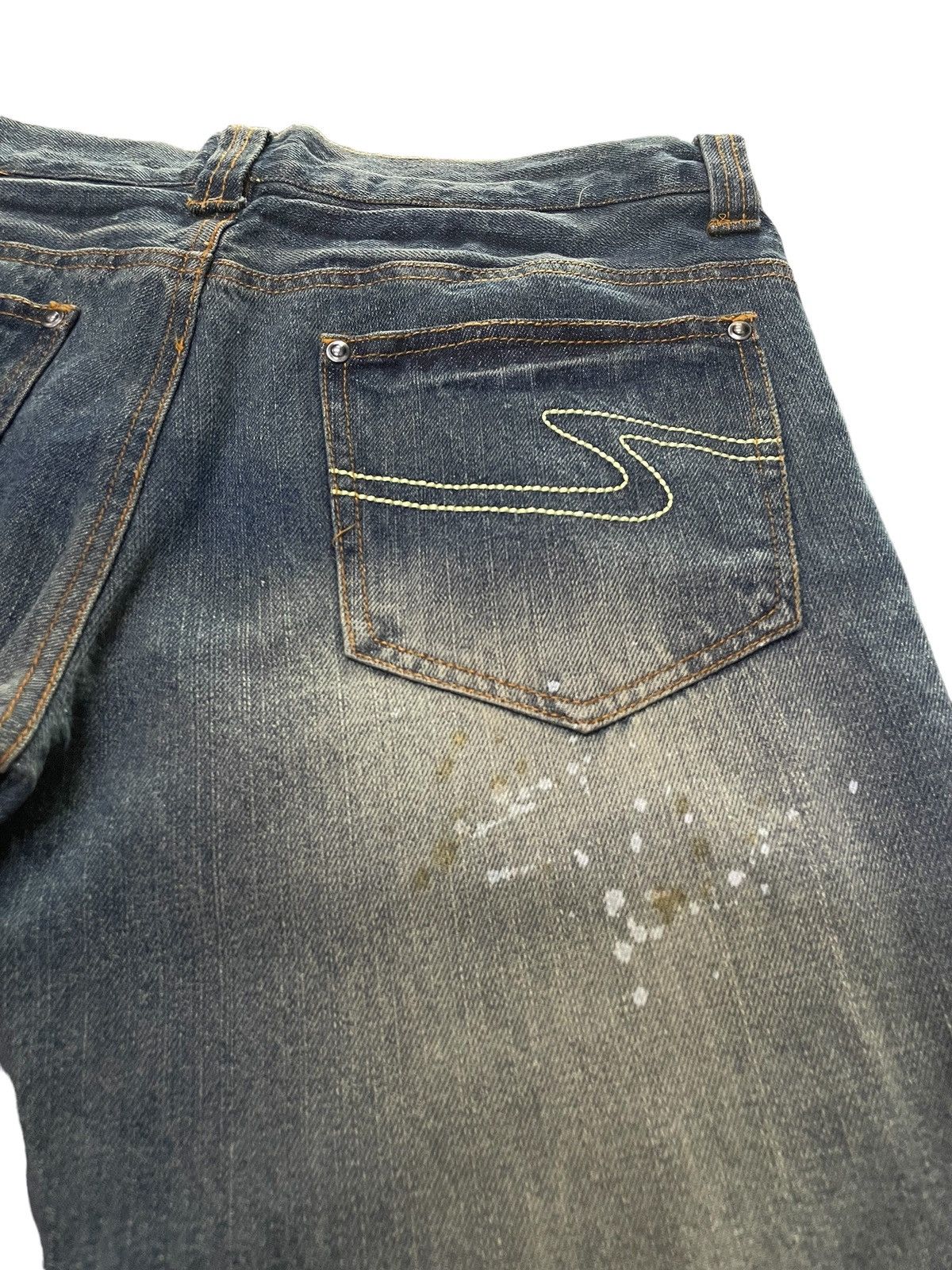 Zaero sail Japan Patch Work Distressed Dirty Blue Wash Jeans