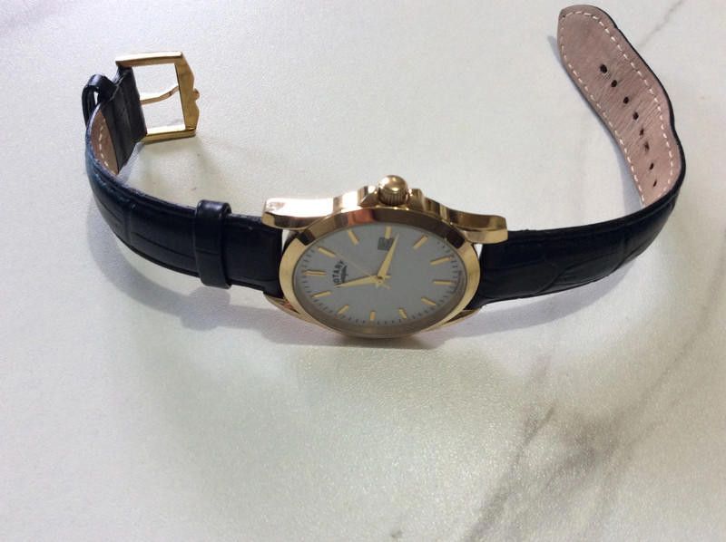 Designer Rotary men's gold plated white dial leather strap watch Size ONE SIZE - 6 Thumbnail