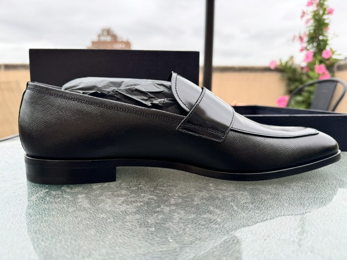 Prada Prada Men's Spazzolato Saffiano Black Leather Loafers Size US 11 / EU 44 - 2 Thumbnail