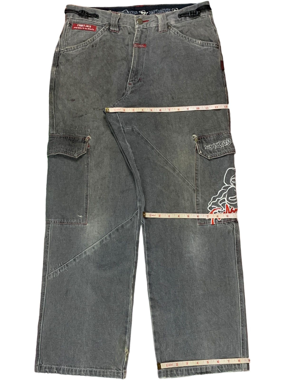 Japanese Brand Vintage Funky Jack Baggy Cargo Graffiti Skater Jeans Size US 32 / EU 48 - 14 Thumbnail