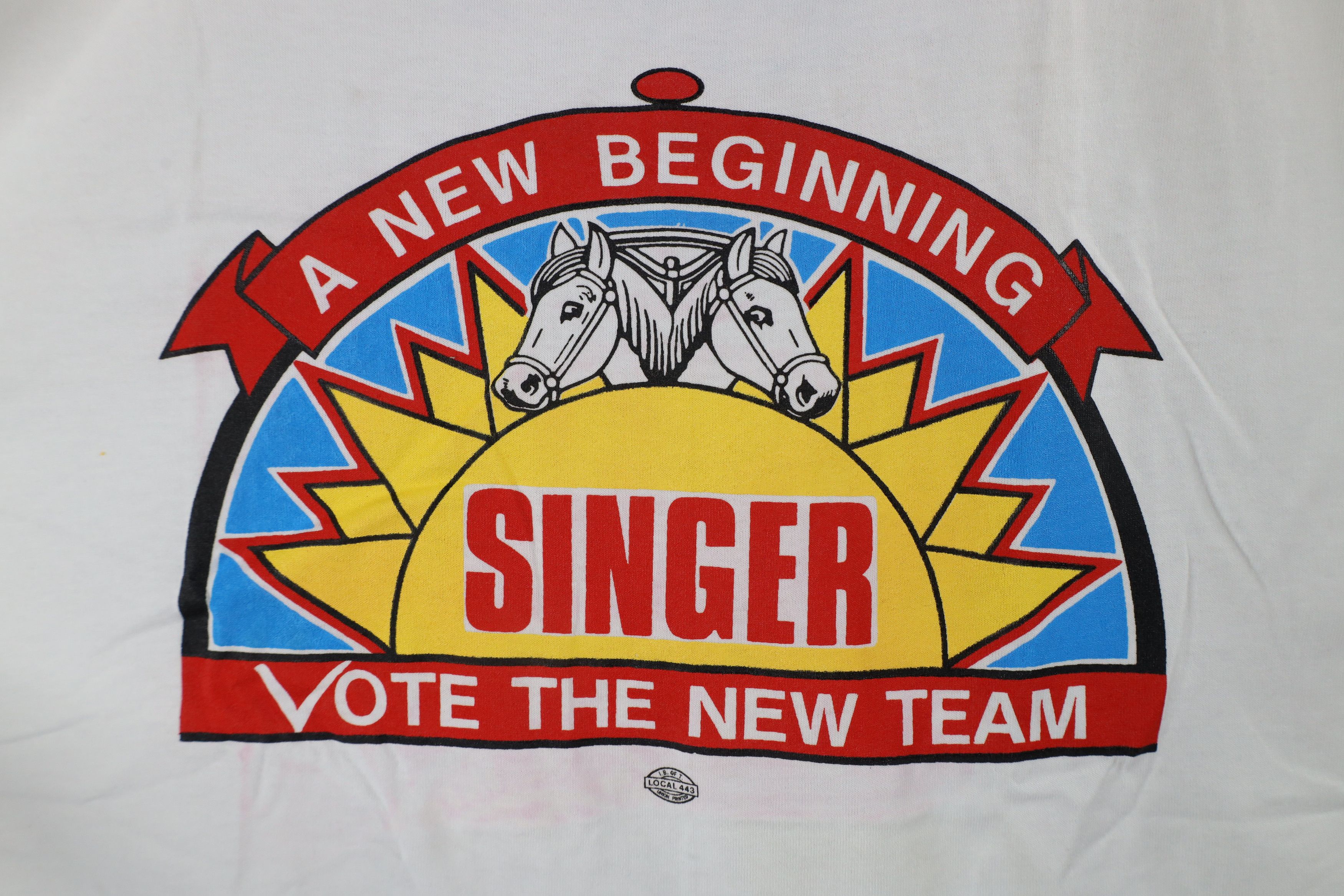 Vintage NOS Vintage 80s Union Leader Les Singer T-Shirt White USA Size US XL / EU 56 / 4 - 5 Thumbnail
