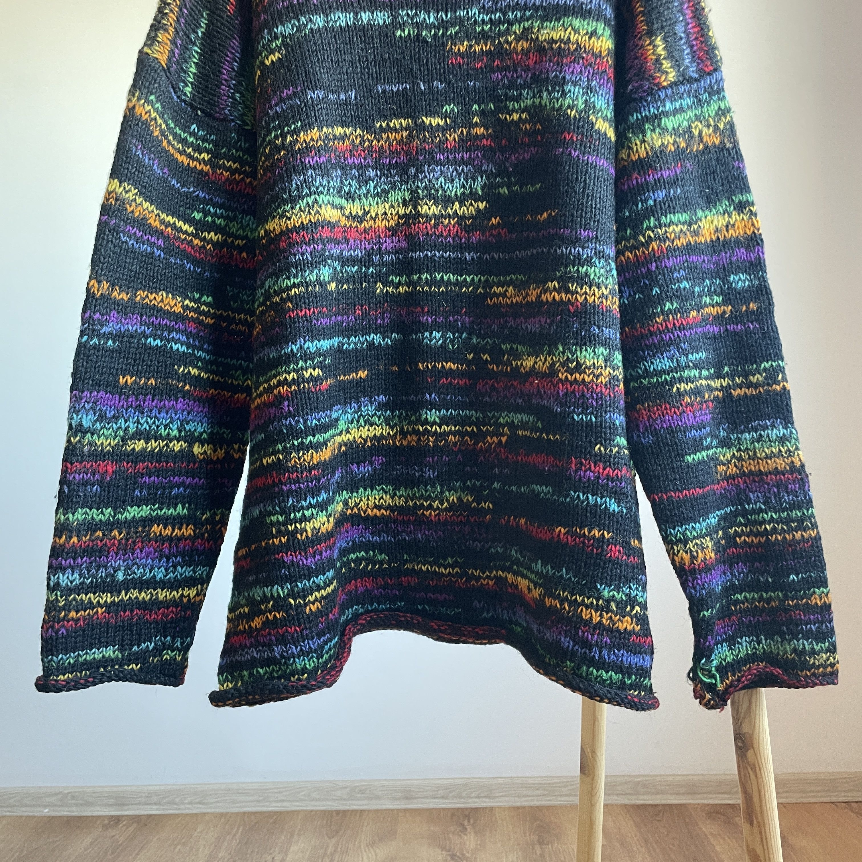 Handmade Vintage 90's Heavy Knit Handmade In Nepal Coloured Sweater Size US L / EU 52-54 / 3 - 5 Thumbnail