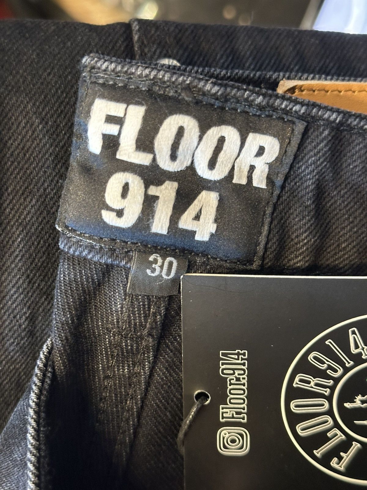 Other Floor 914 “workman” rhinestone black denim jeans Size US 30 / EU 46 - 2 Thumbnail