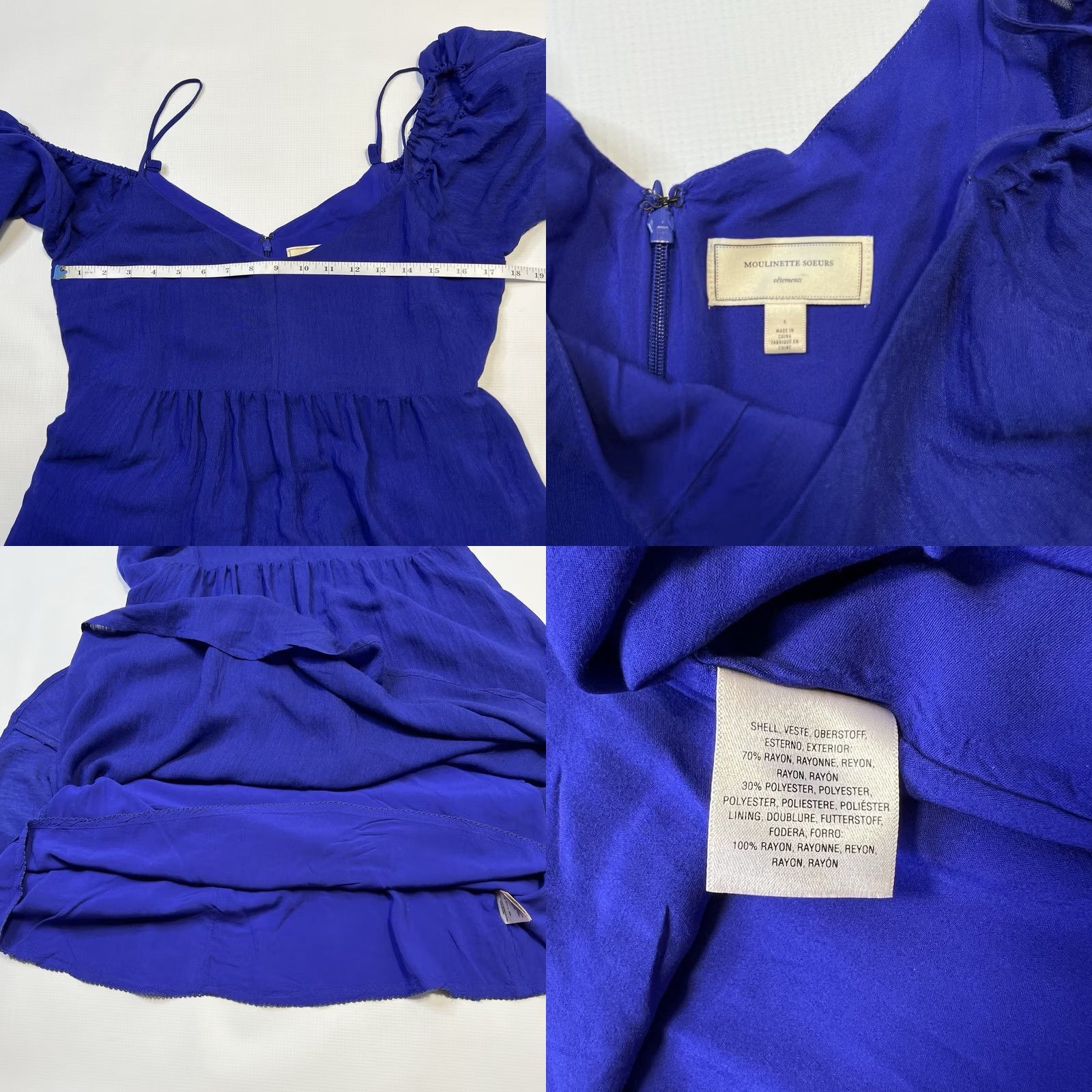 Anthropologie Moulinette Soeurs Carina Dress Off the Shoulder Blue Purple Anthropologie Dress Size S Womens Size S / US 4 / IT 40 - 9 Thumbnail