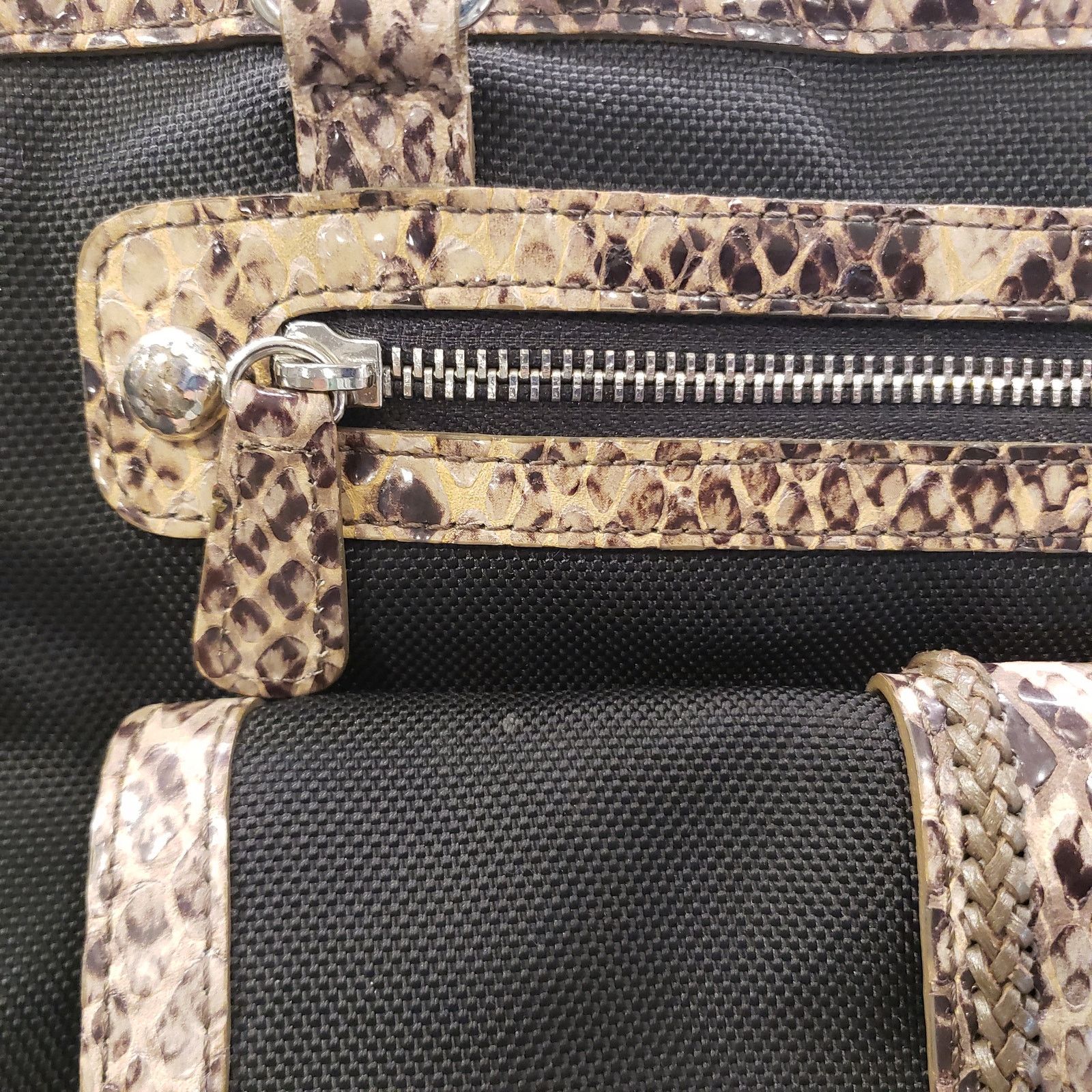 Brighton Womens Brighton Handbag Faux Python Trim Shoulder Bag Black Size ONE SIZE - 13 Thumbnail