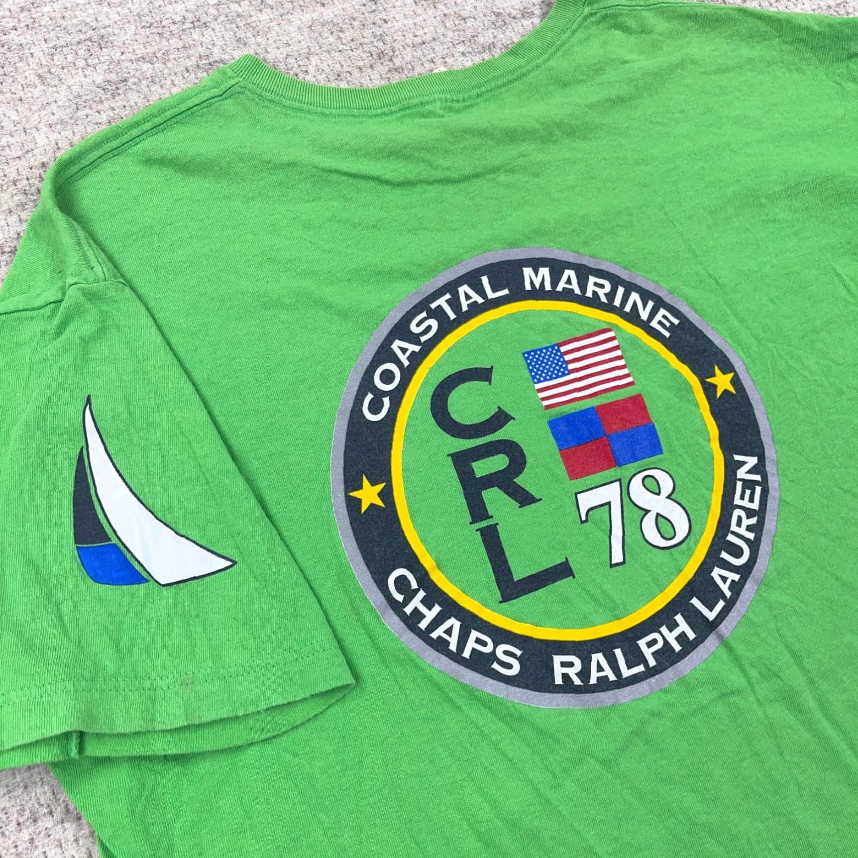 Chaps VINTAGE Chaps Ralph Lauren Shirt Men L Green Sailing Nautical Coastal Marine 90s Retro Hipster Graphic Print Logo Short Sleeve Crew Neck Black? Size US L / EU 52-54 / 3 - 4 Thumbnail
