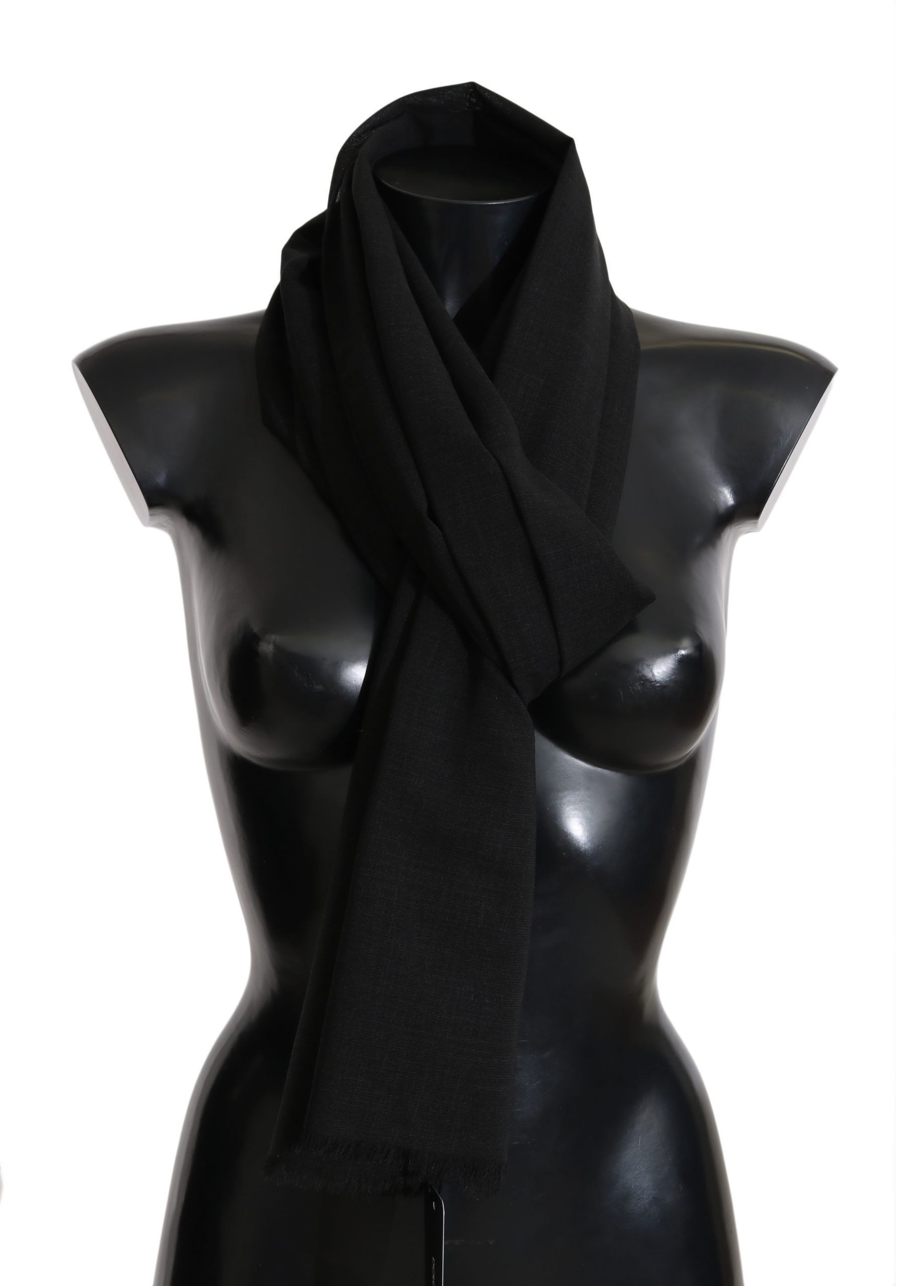Dolce & Gabbana Elegant Black Wool Blend Women's Scarf Size ONE SIZE - 1 Thumbnail