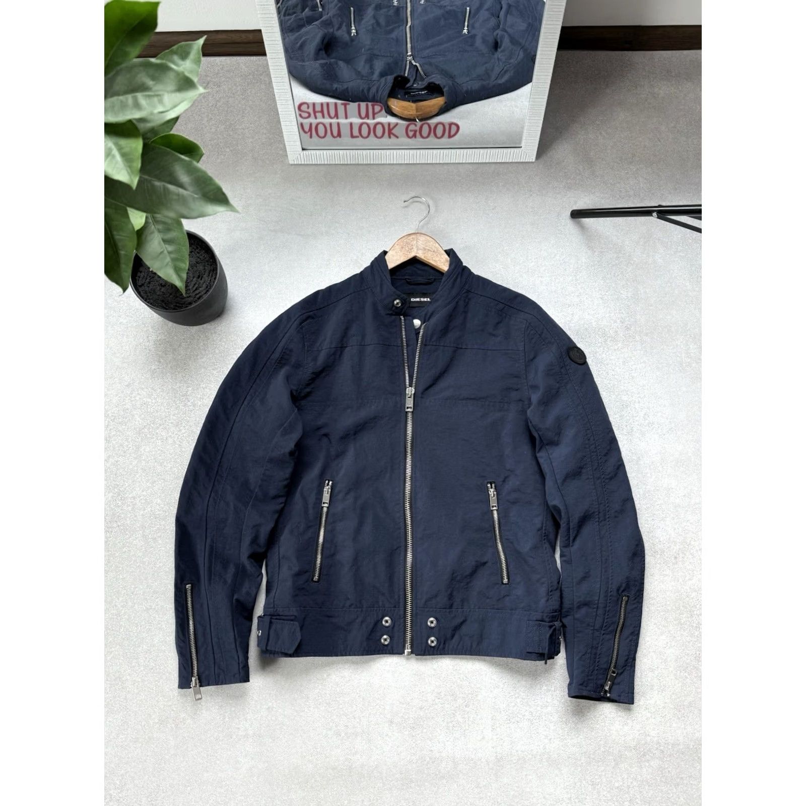 Diesel VINTAGE Diesel Moto Biker Jacket Y2K Blue Rare Men’s Nylon Zip Pocket Size M Size US M / EU 48-50 / 2 - 2 Thumbnail